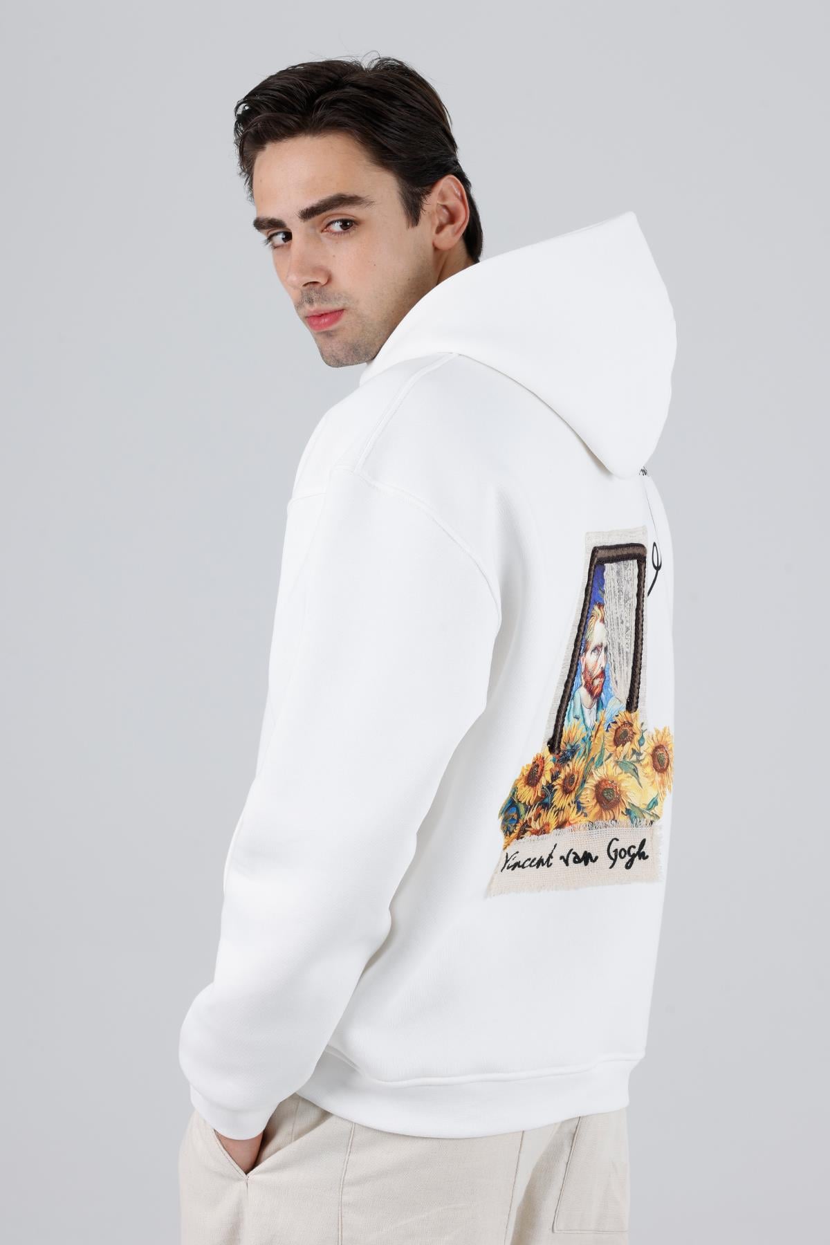 Blooming Canvas Oversize Sweatshirt Erkek Ekru