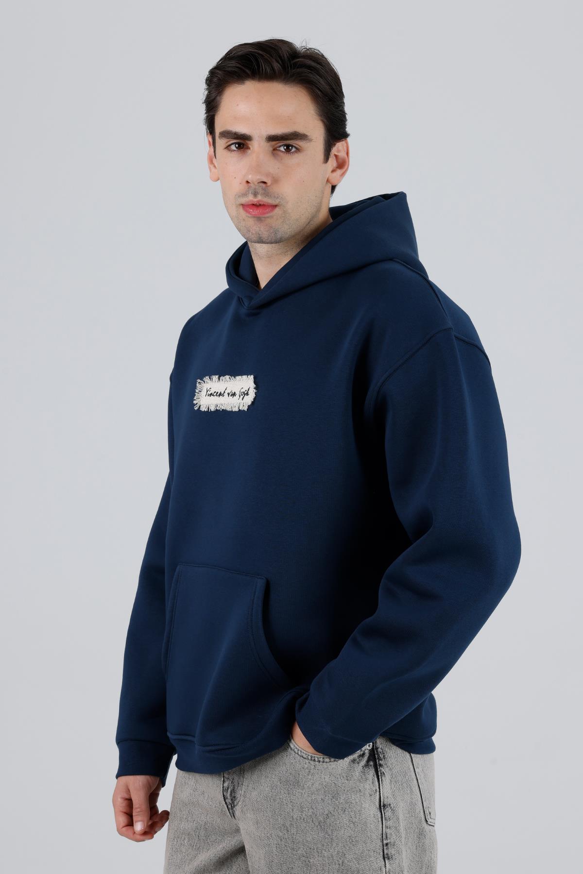 Blooming Canvas Oversize Sweatshirt Erkek İndigo