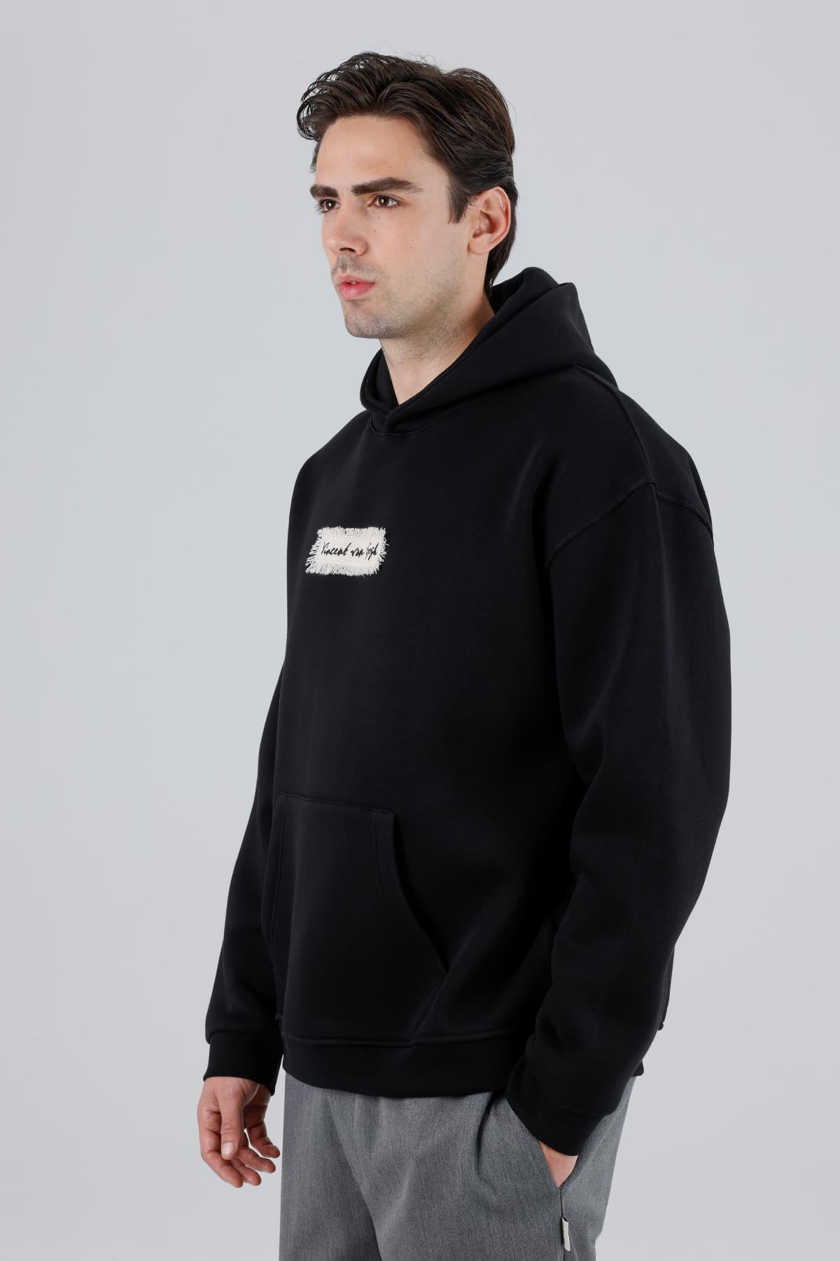 Blooming Canvas Oversize Sweatshirt Erkek Siyah