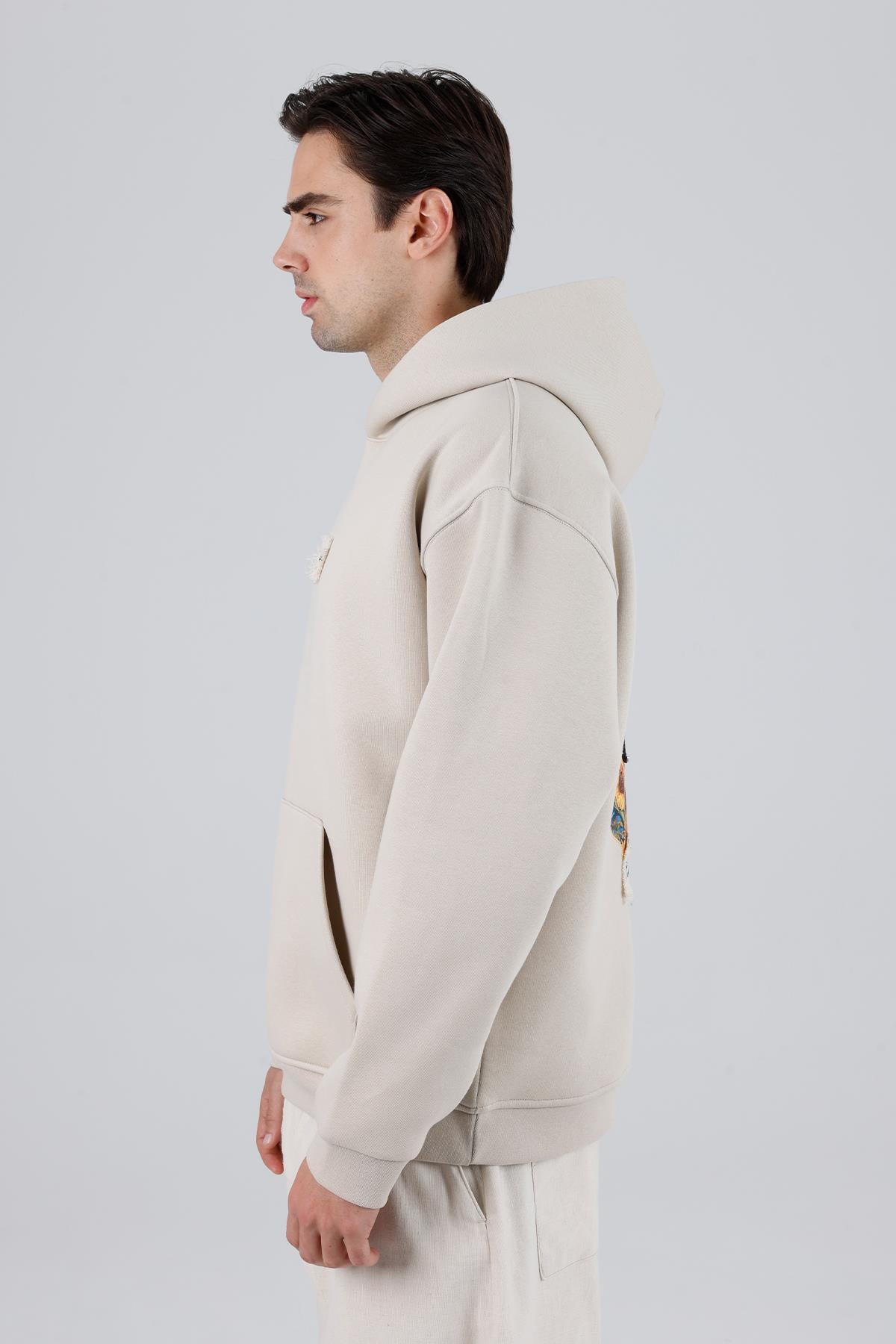 Blooming Canvas Oversize Sweatshirt Erkek Stone
