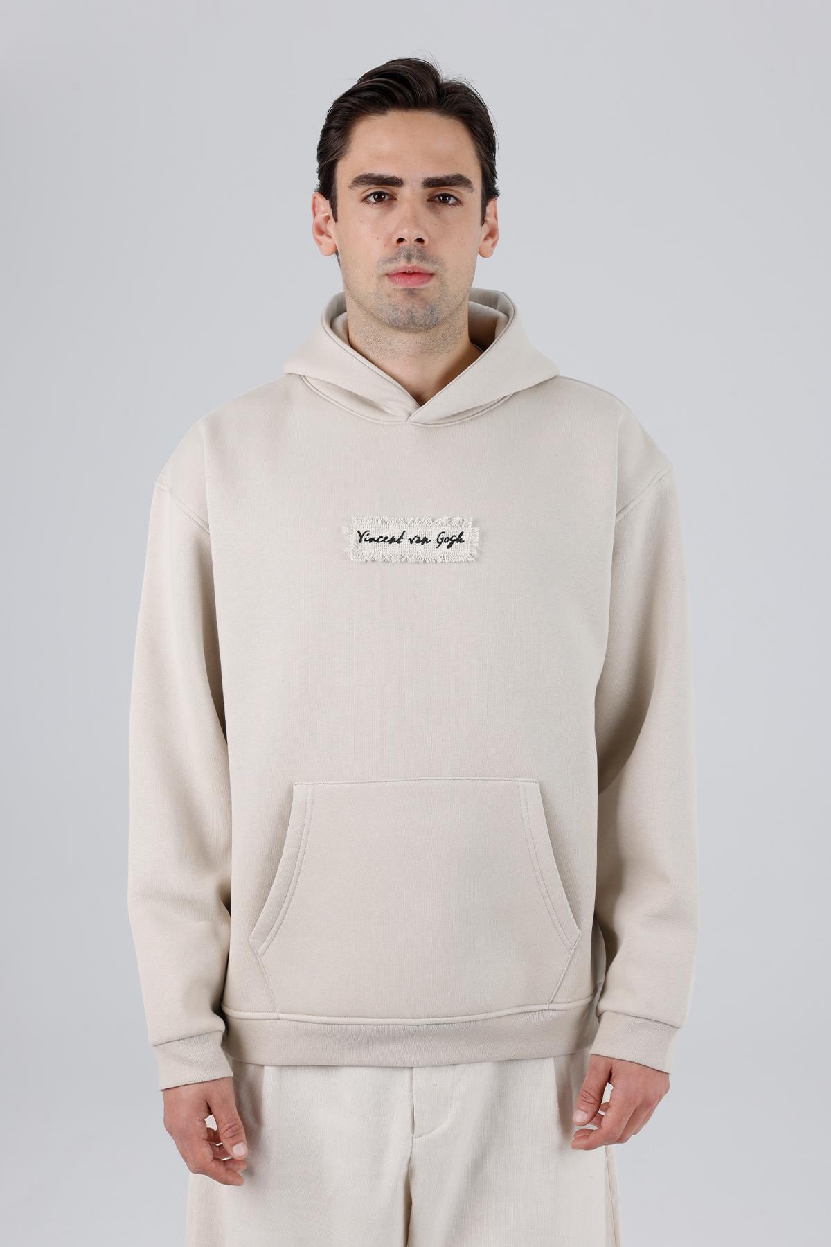 Blooming Canvas Oversize Sweatshirt Erkek Stone
