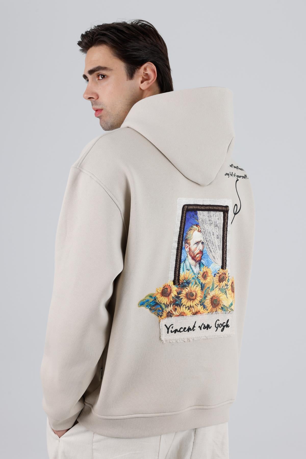 Blooming Canvas Oversize Sweatshirt Erkek Stone