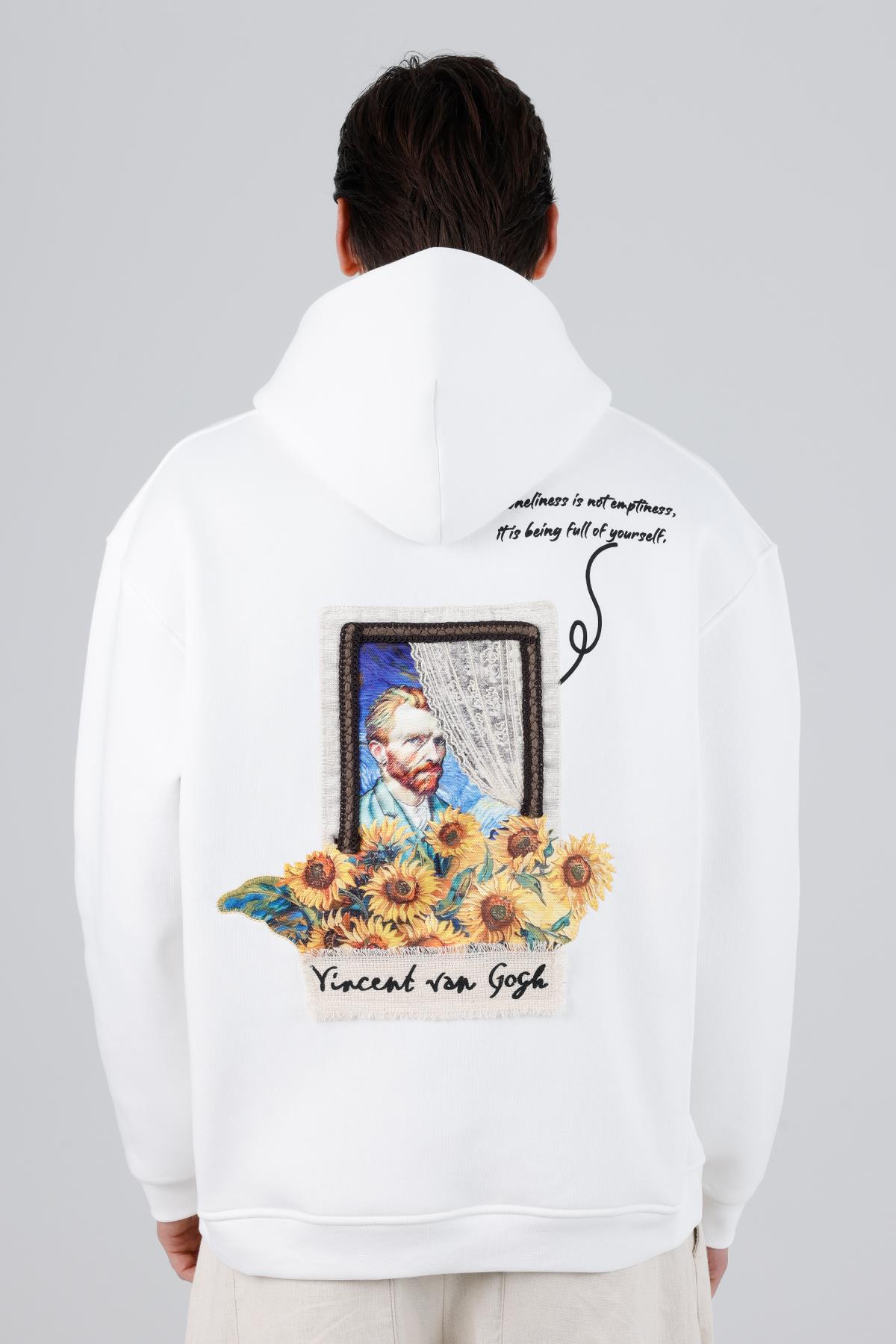 Blooming Canvas Oversize Sweatshirt Erkek Ekru