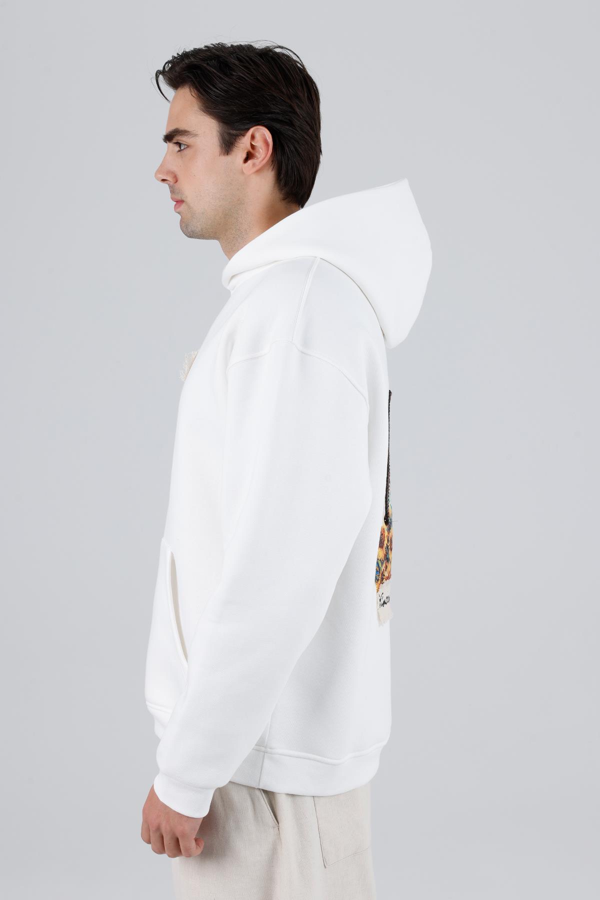 Blooming Canvas Oversize Sweatshirt Erkek Ekru