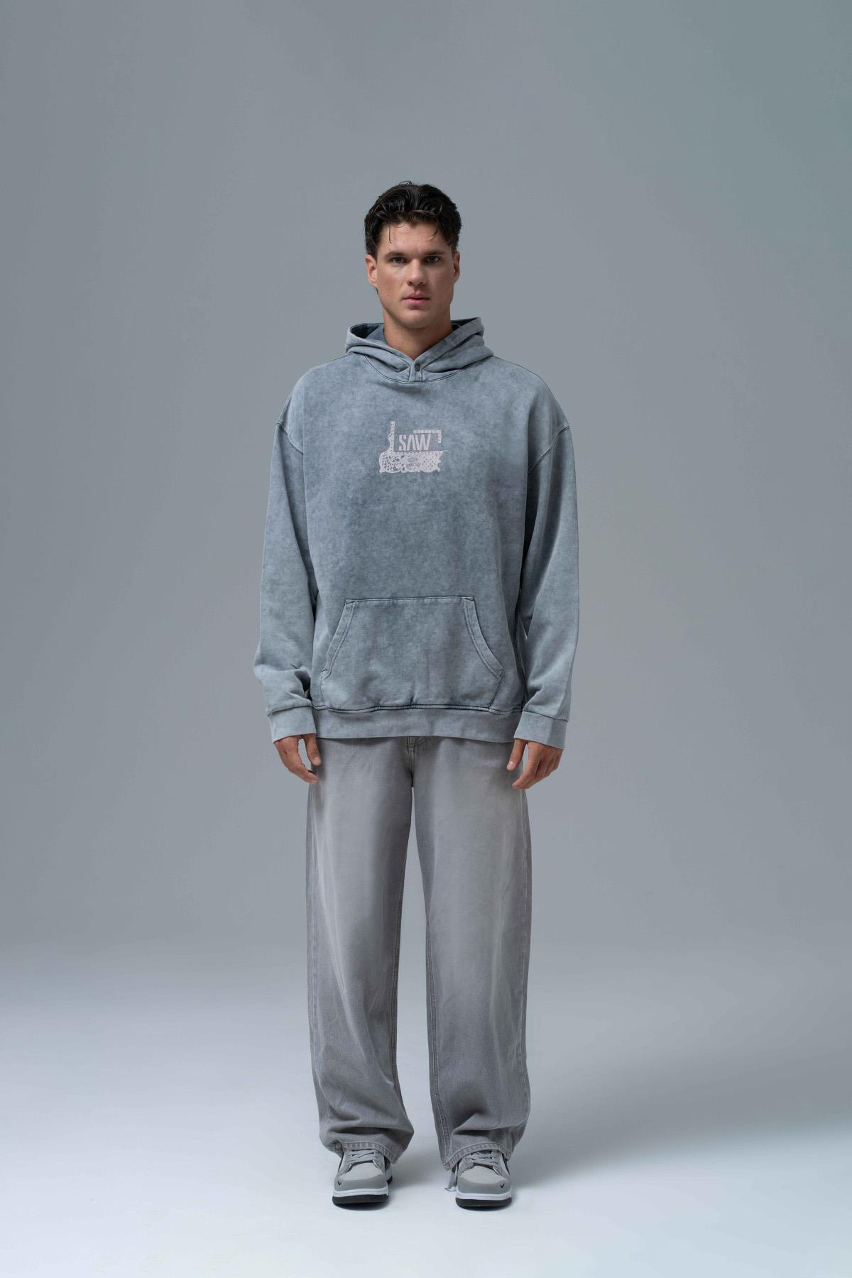 Breathe & Live Oversize Hoodie Erkek Füme
