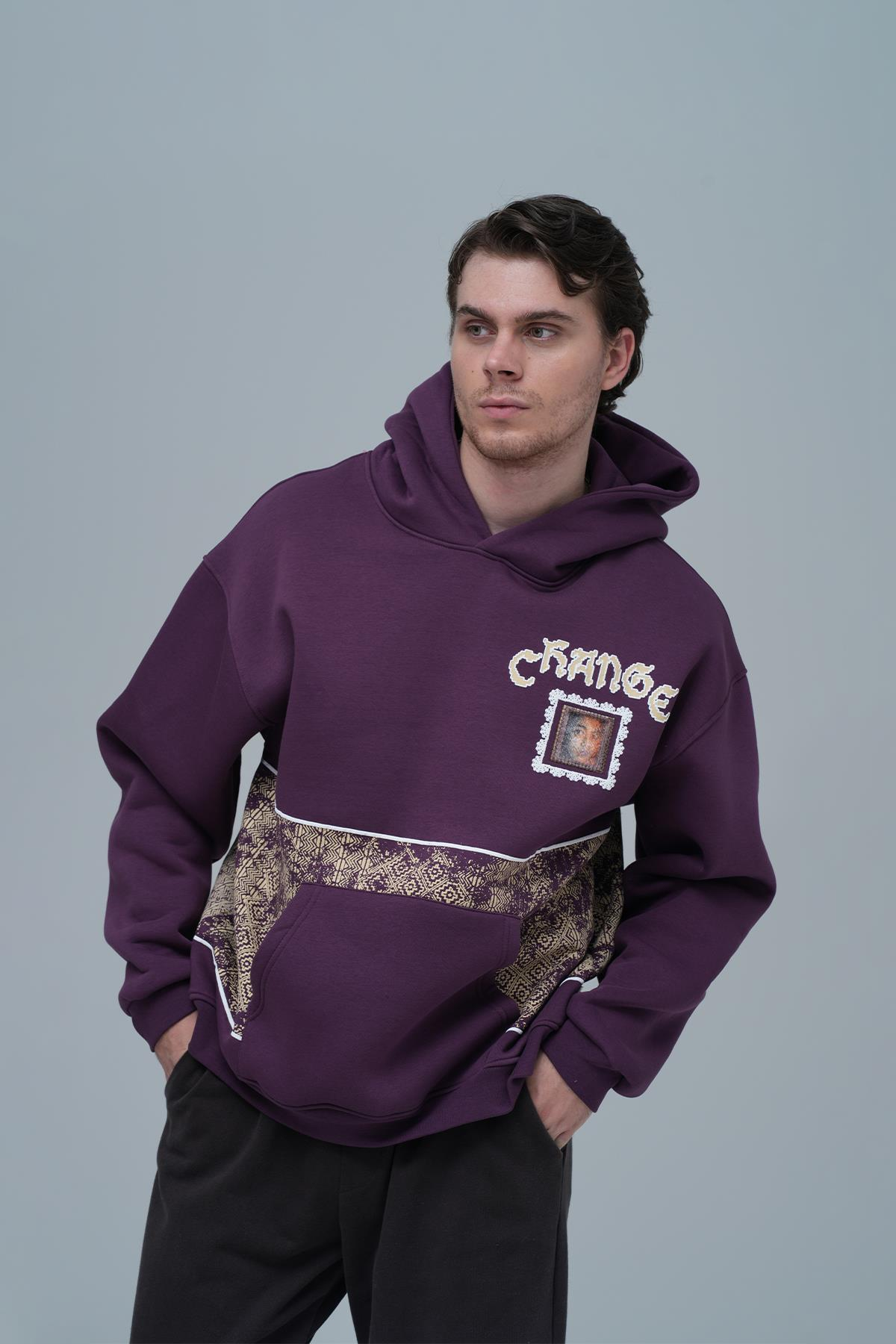 Change Oversize Sweatshirt Erkek Mor