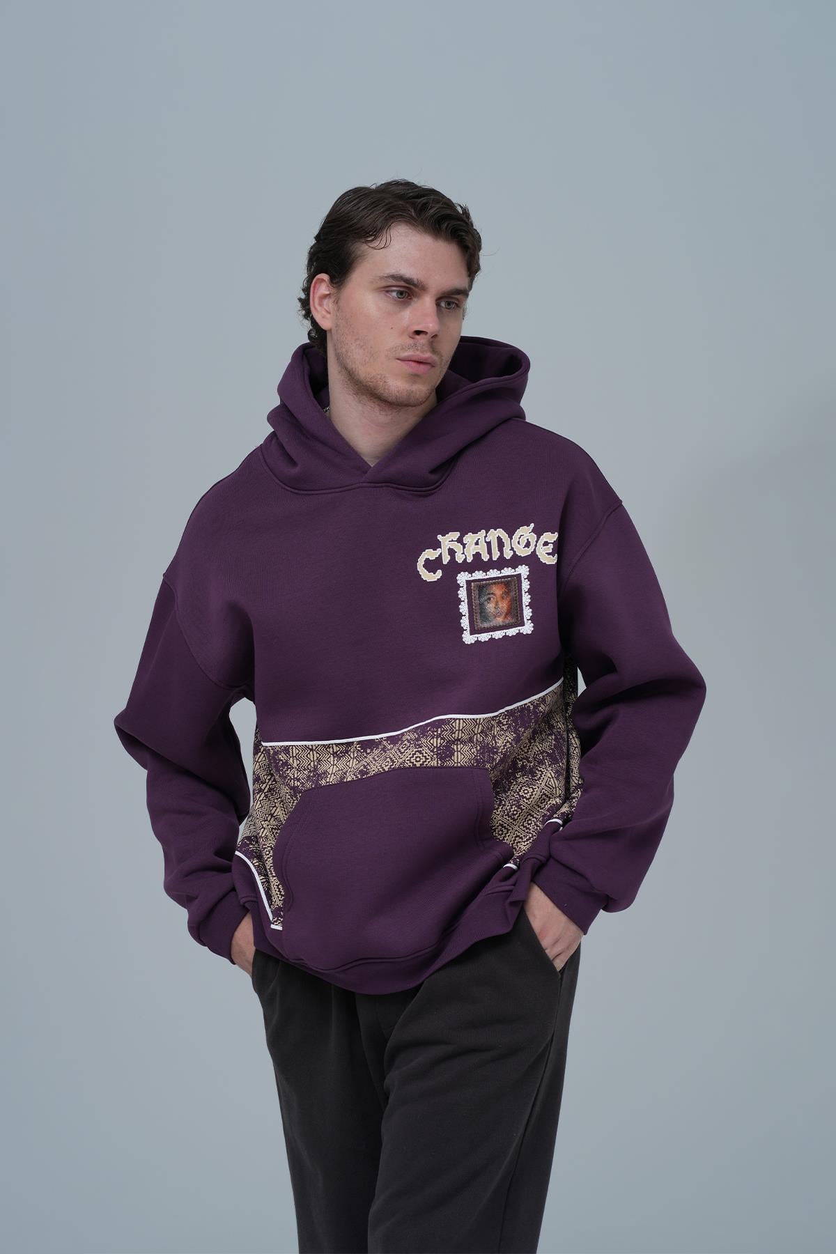 Change Oversize Sweatshirt Erkek Mor