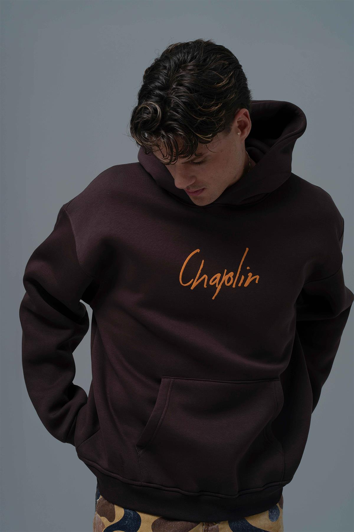 Chaplin Oversize Sweatshirt Erkek Kahverengi
