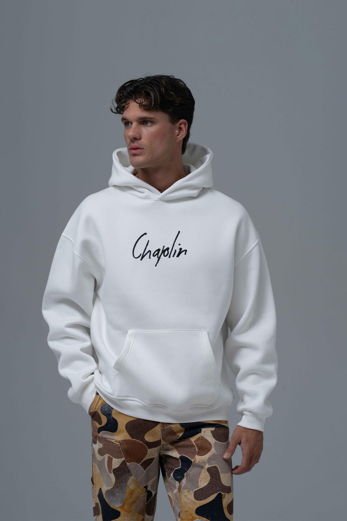 Chaplin Oversize Sweatshirt Erkek Taş