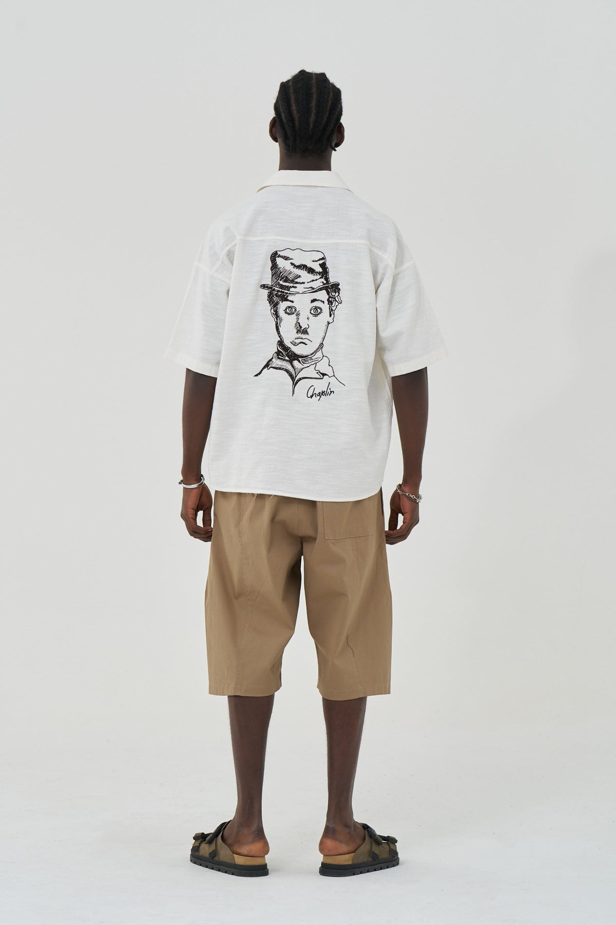 Chaplin Portrait Oversize Erkek Gömlek Ekru