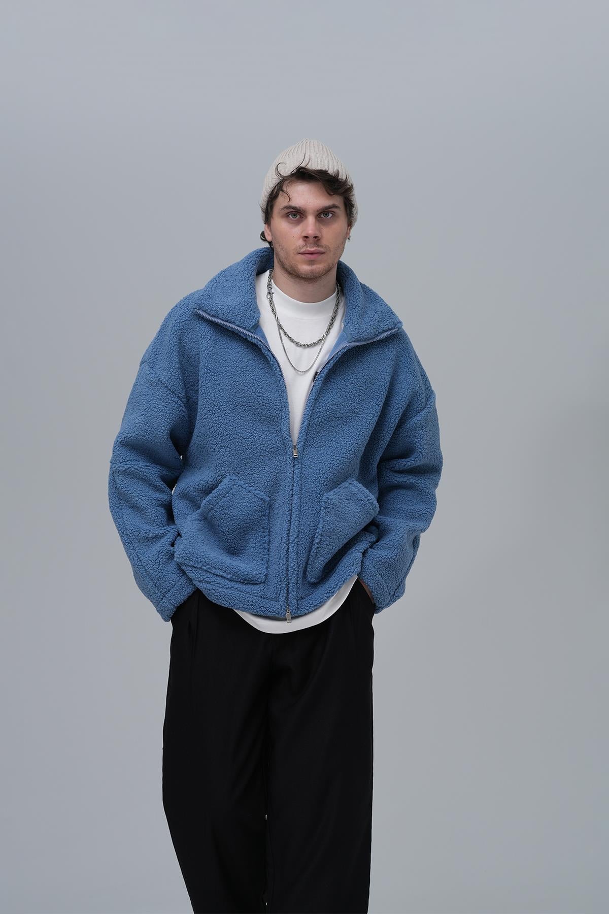 Classic Haven Oversize Welsoft Ceket Erkek Mavi
