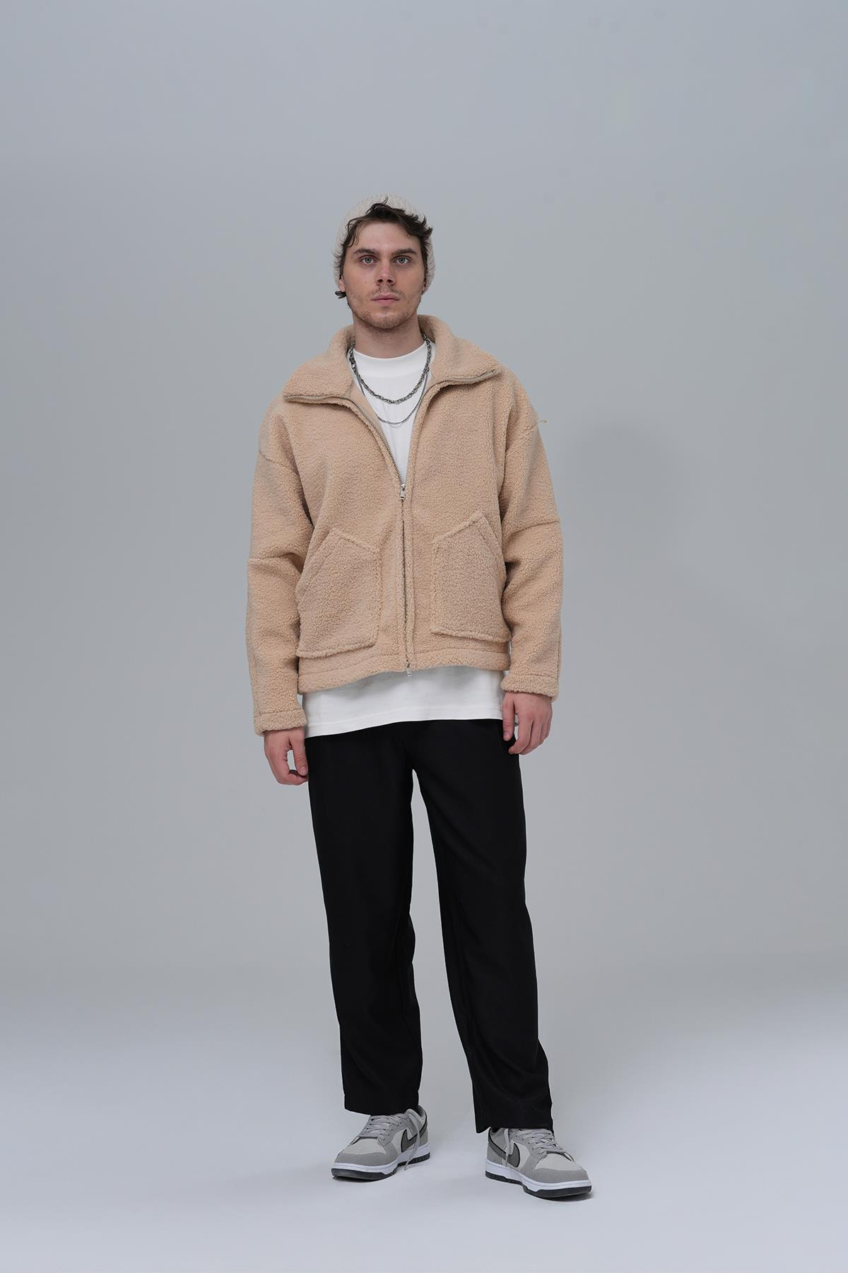 Classic Haven Oversize Welsoft Ceket Erkek Açık Bej