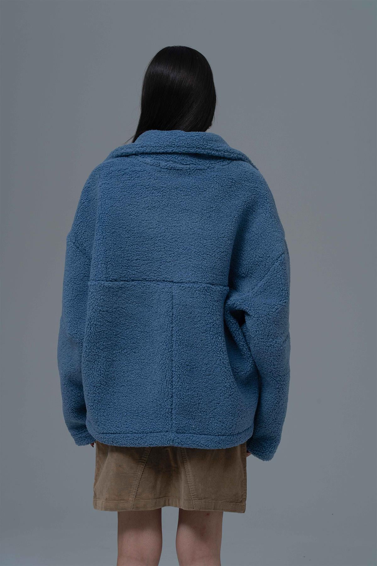 Classic Haven Oversize Welsoft Ceket Kadın Mavi