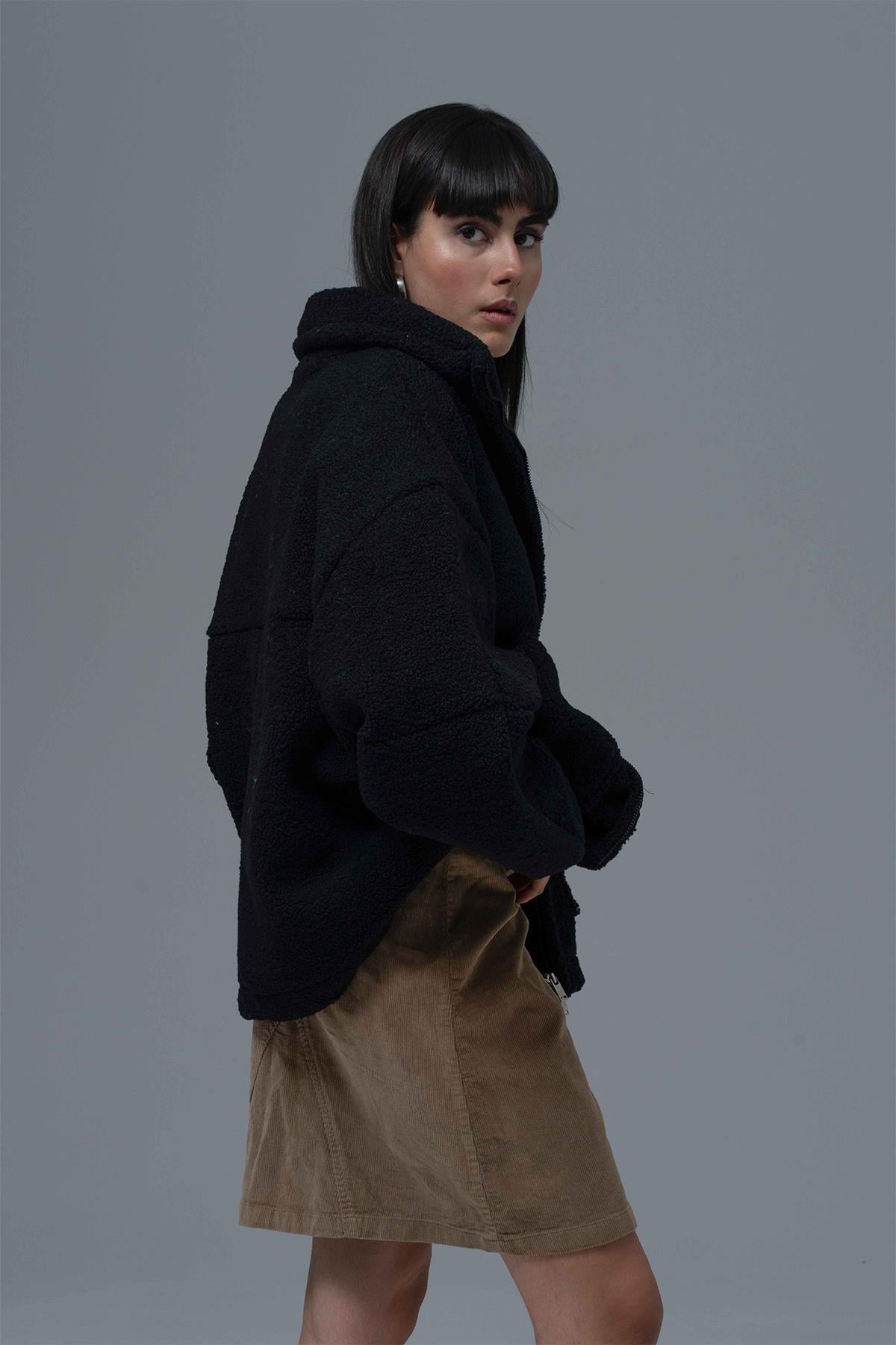 Classic Haven Oversize Welsoft Ceket Kadın Siyah