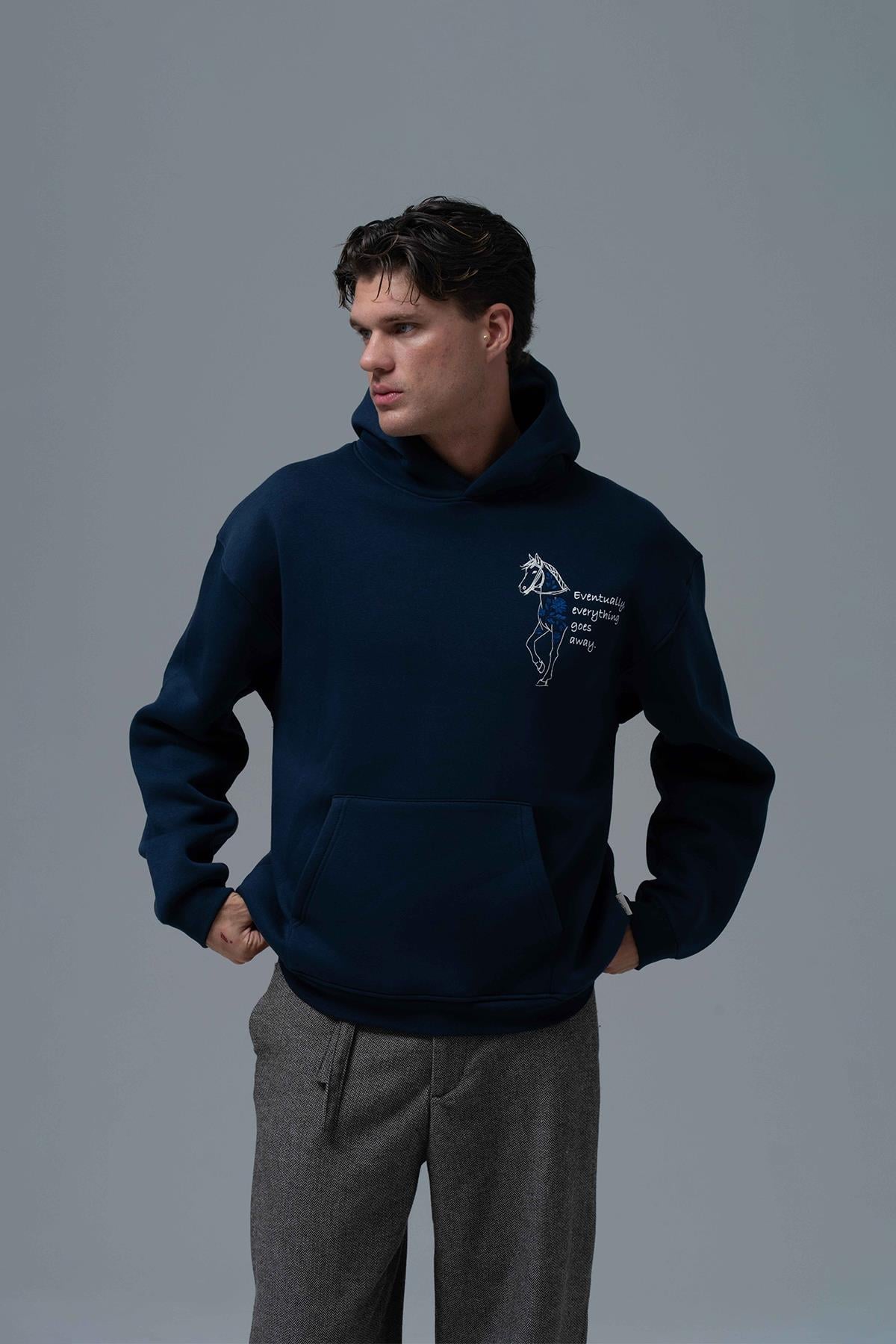 Design Story Fading Echoes Oversize Sweatshirt Erkek İndigo