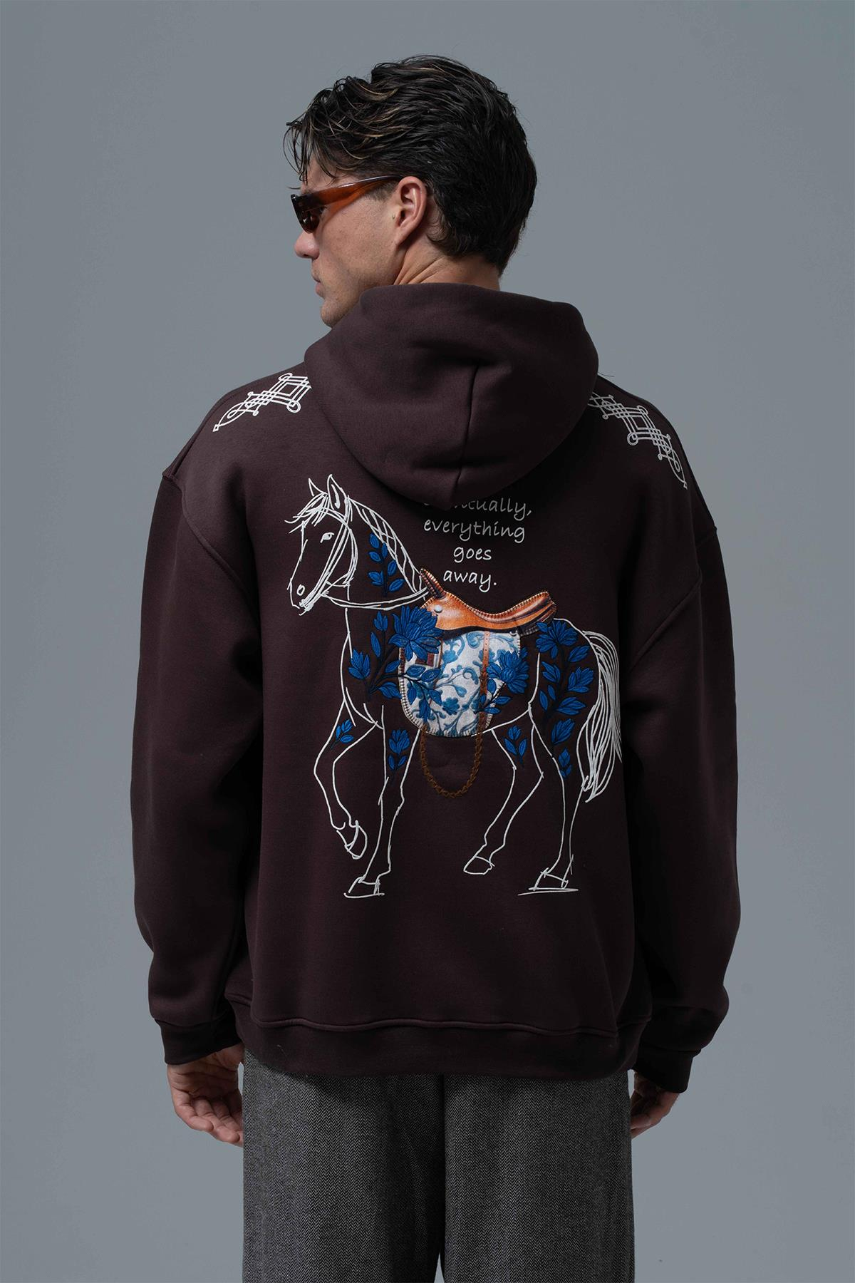 Design Story Fading Echoes Oversize Sweatshirt Erkek Kahverengi