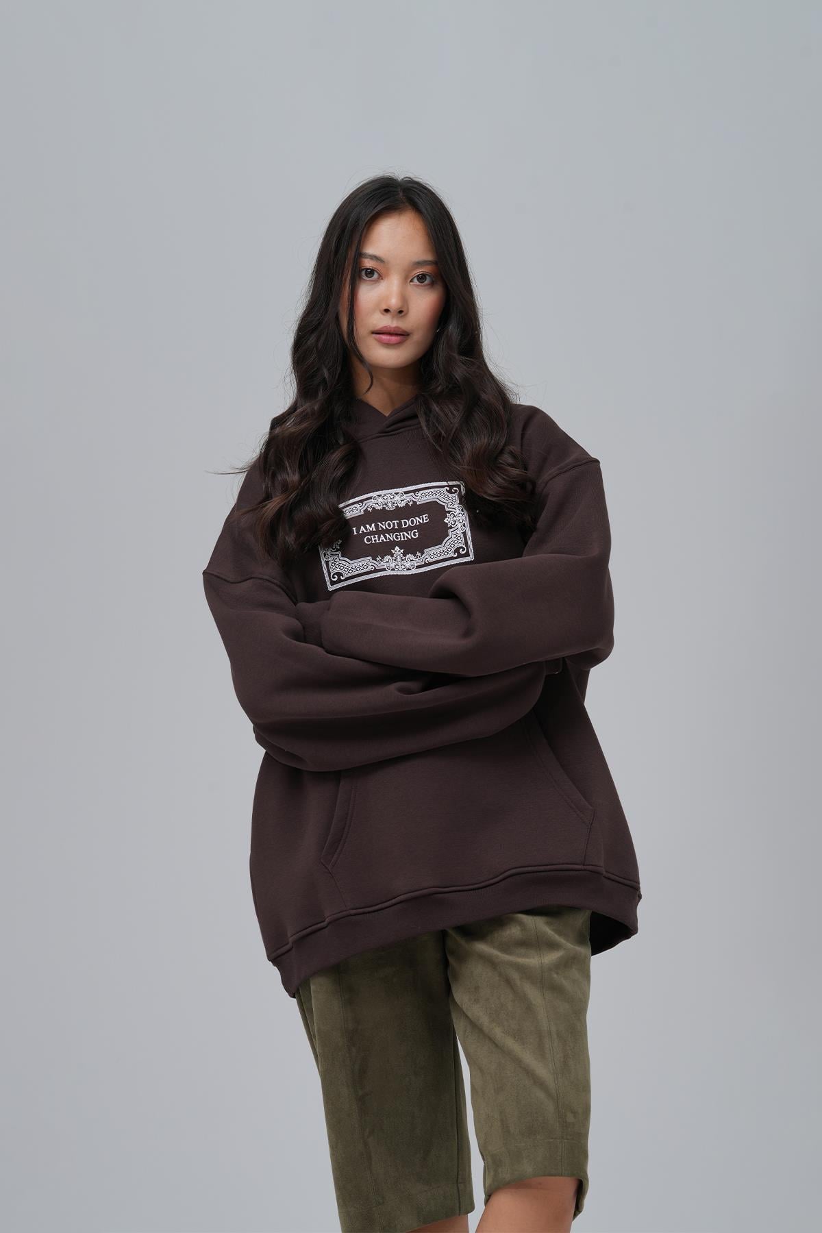 Endless Metamorphosis Oversize Sweatshirt Kadın Kahverengi