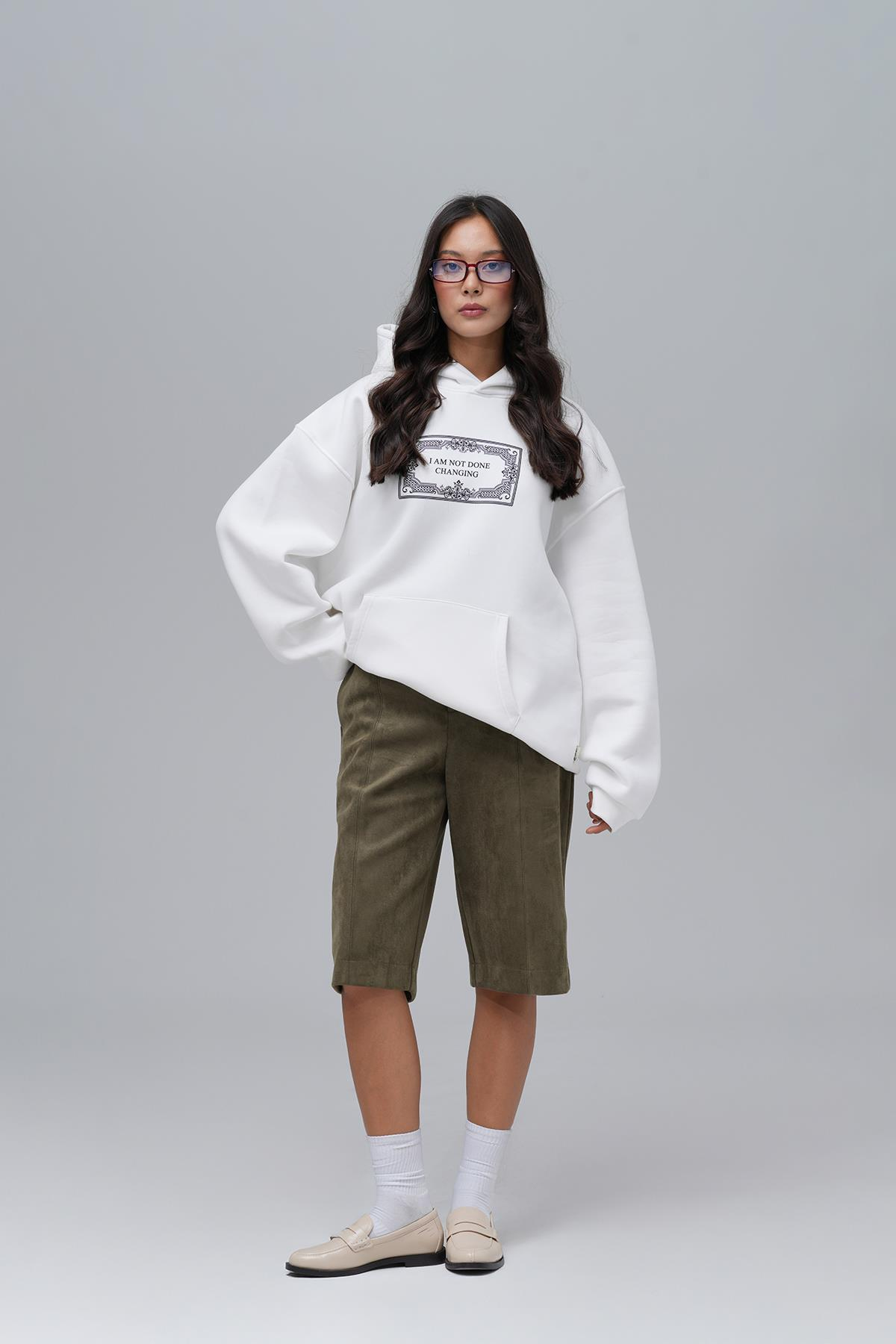 Endless Metamorphosis Oversize Sweatshirt Kadın Taş