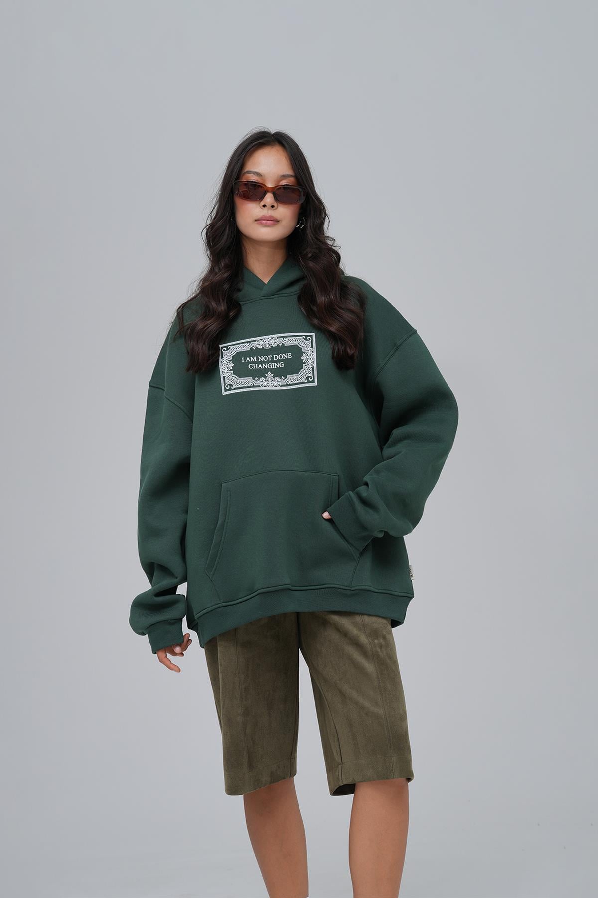 Endless Metamorphosis Oversize Sweatshirt Kadın Yeşil