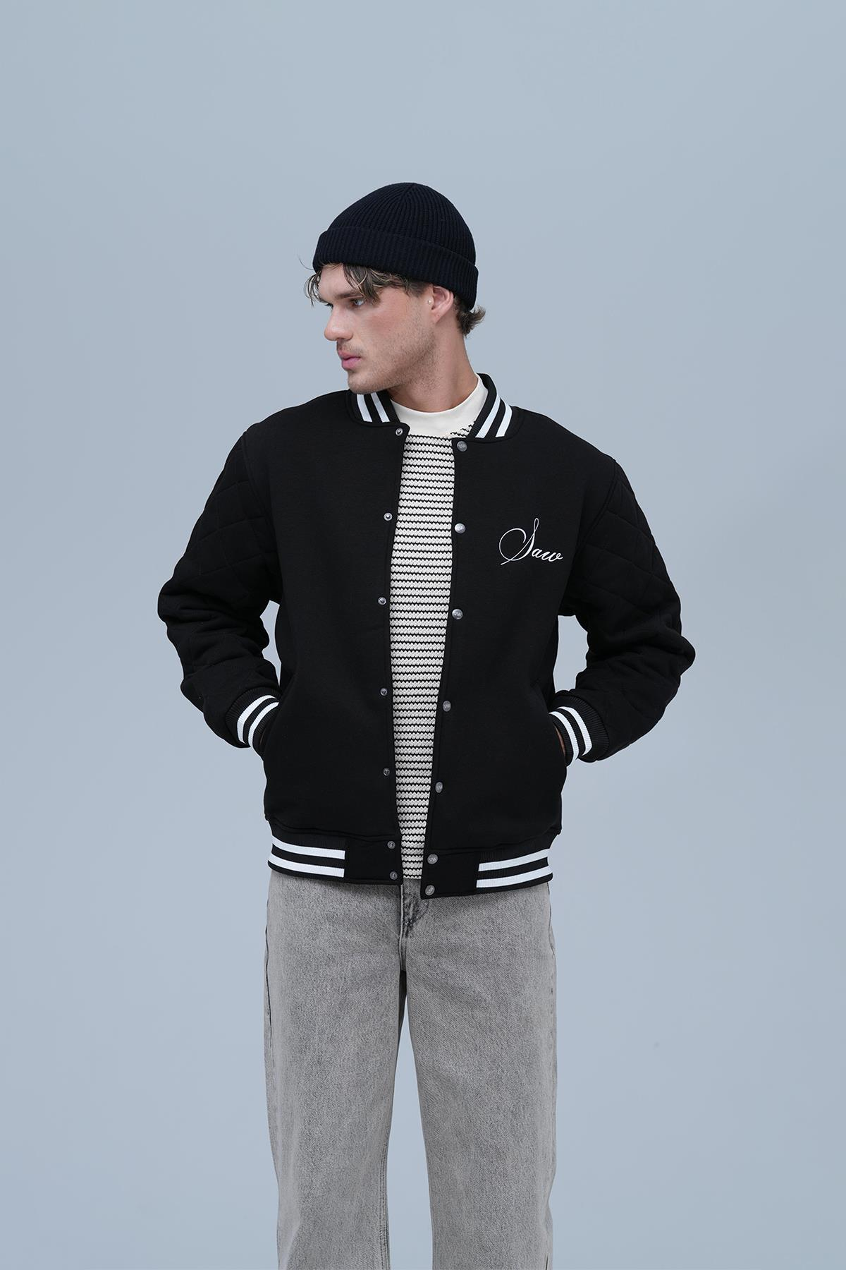 Equal Dislike Oversize Kolej Ceketi Erkek Siyah