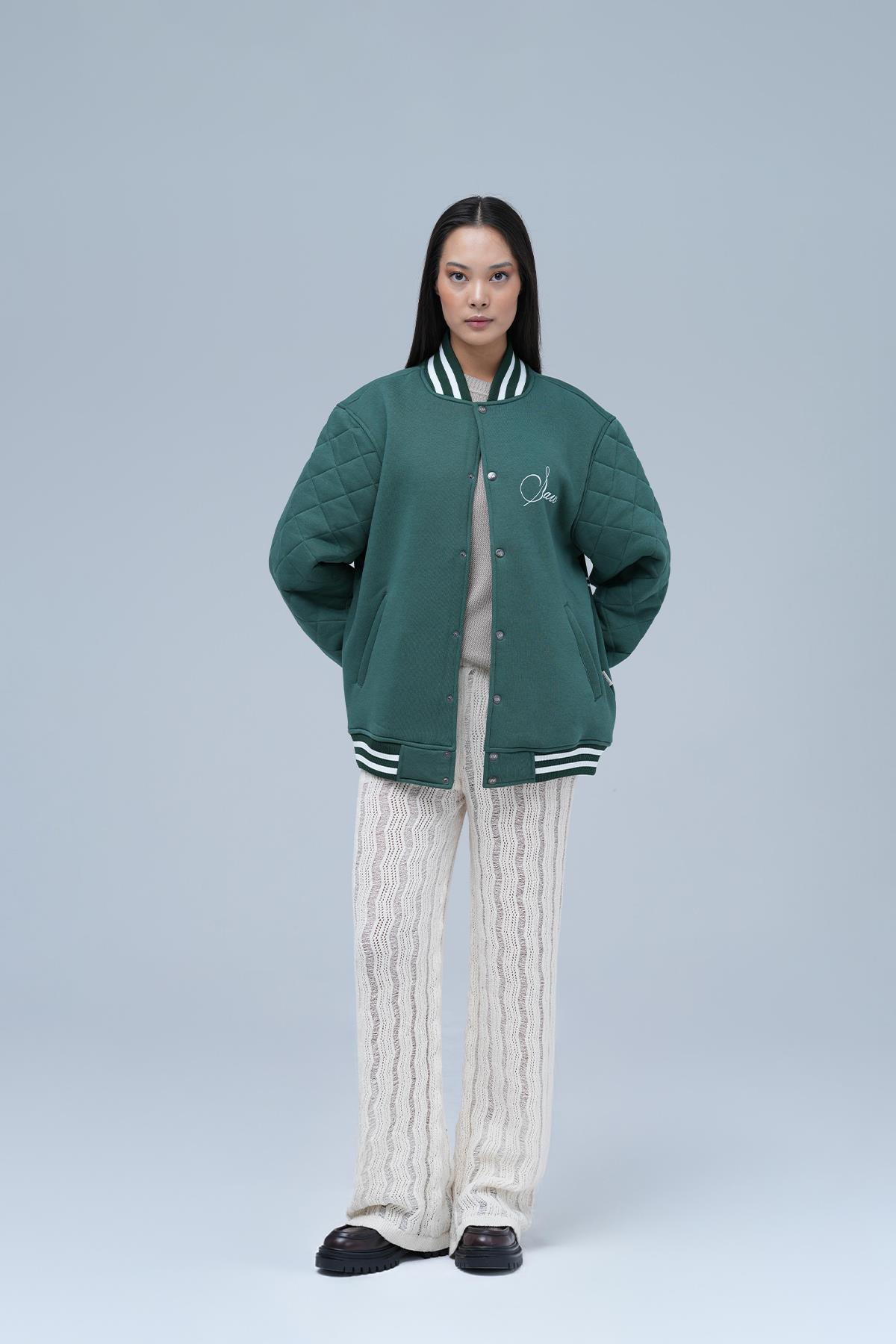 Equal Dislike Oversize Kolej Ceketi Kadın Yeşil