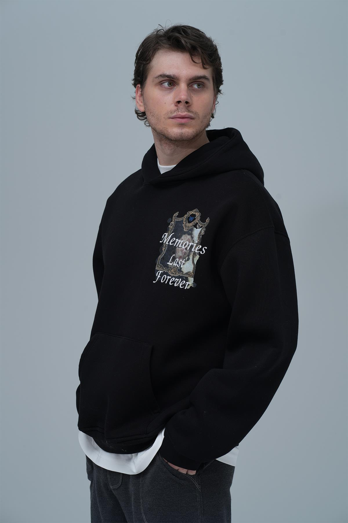 Eternal Frame Oversize Sweatshirt Erkek Siyah