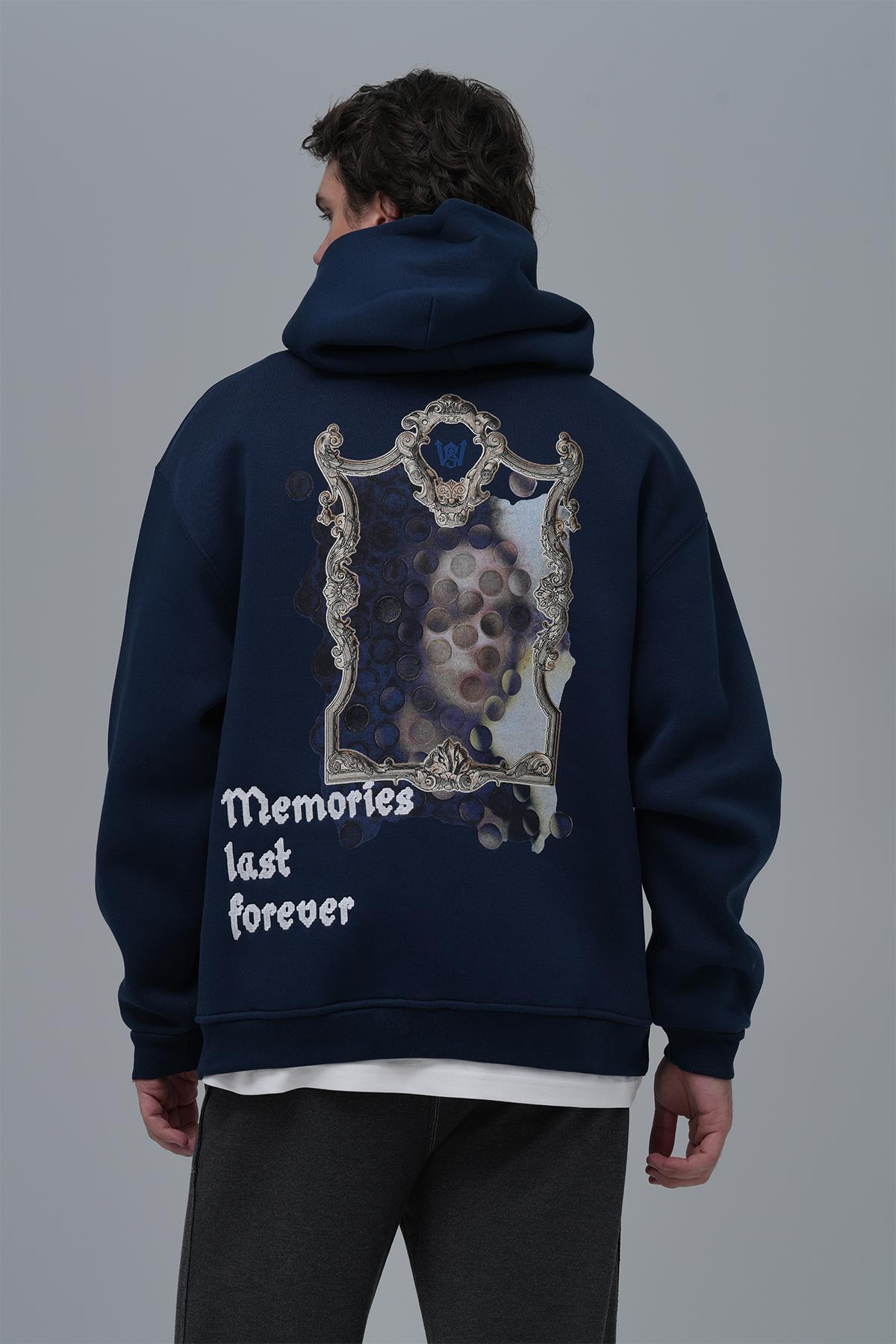 Eternal Frame Oversize Sweatshirt Erkek İndigo
