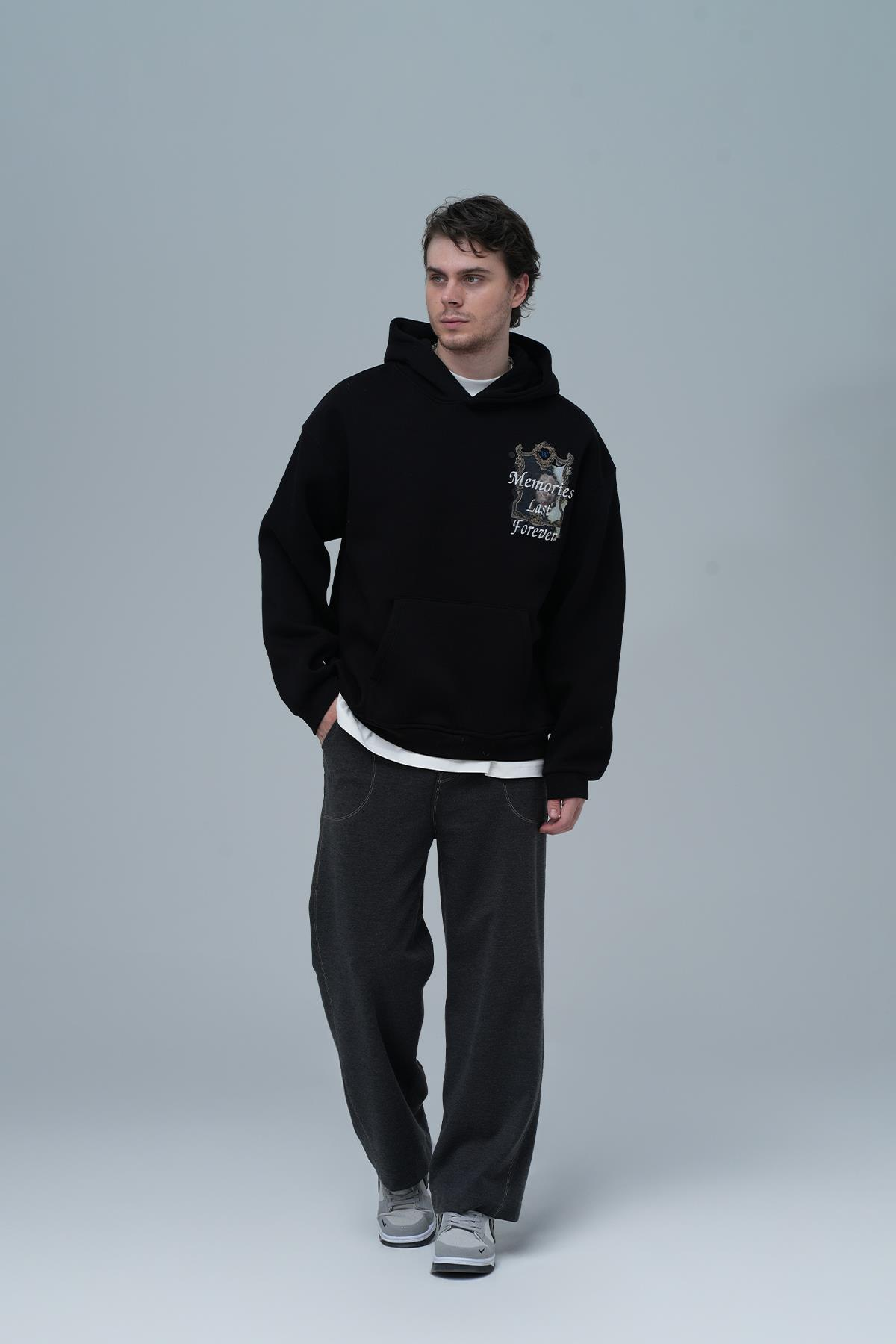 Eternal Frame Oversize Sweatshirt Erkek Siyah