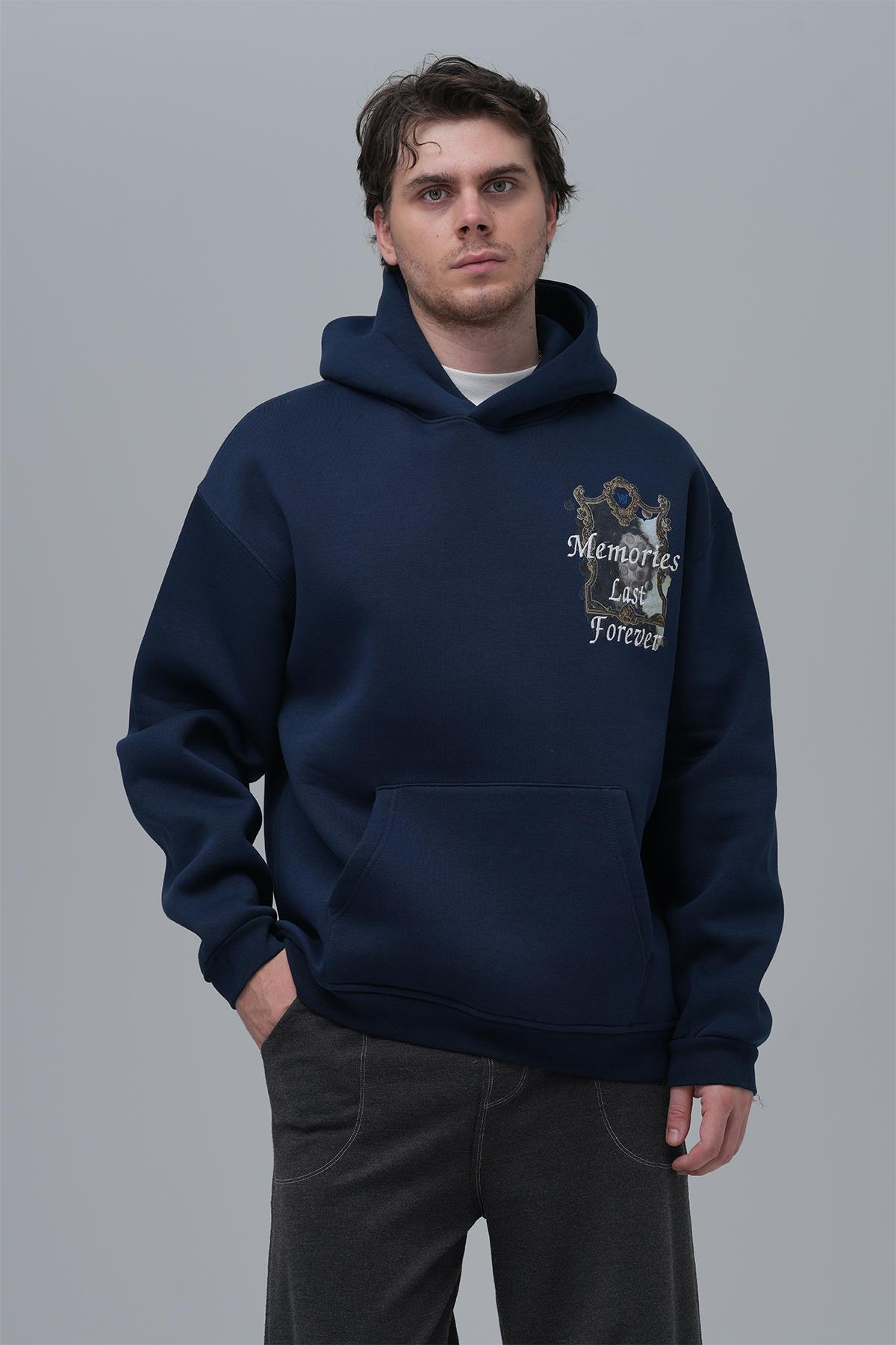 Eternal Frame Oversize Sweatshirt Erkek İndigo