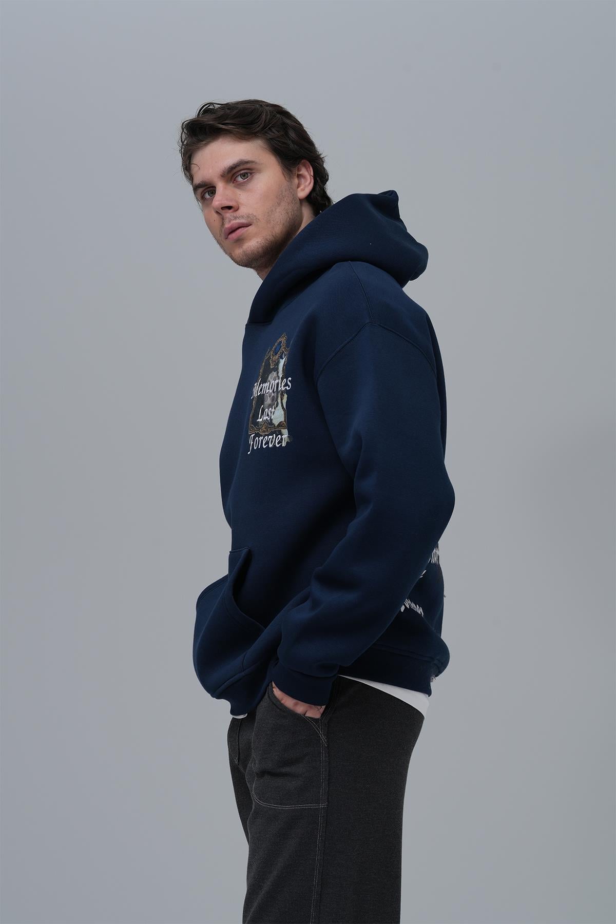 Eternal Frame Oversize Sweatshirt Erkek İndigo