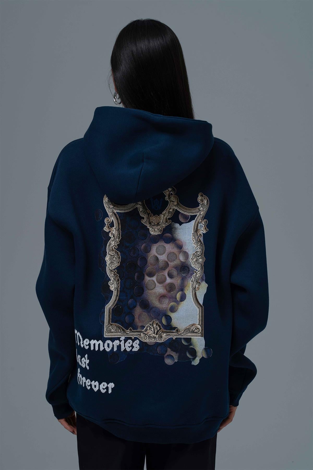 Eternal Frame Oversize Sweatshirt Kadın İndigo
