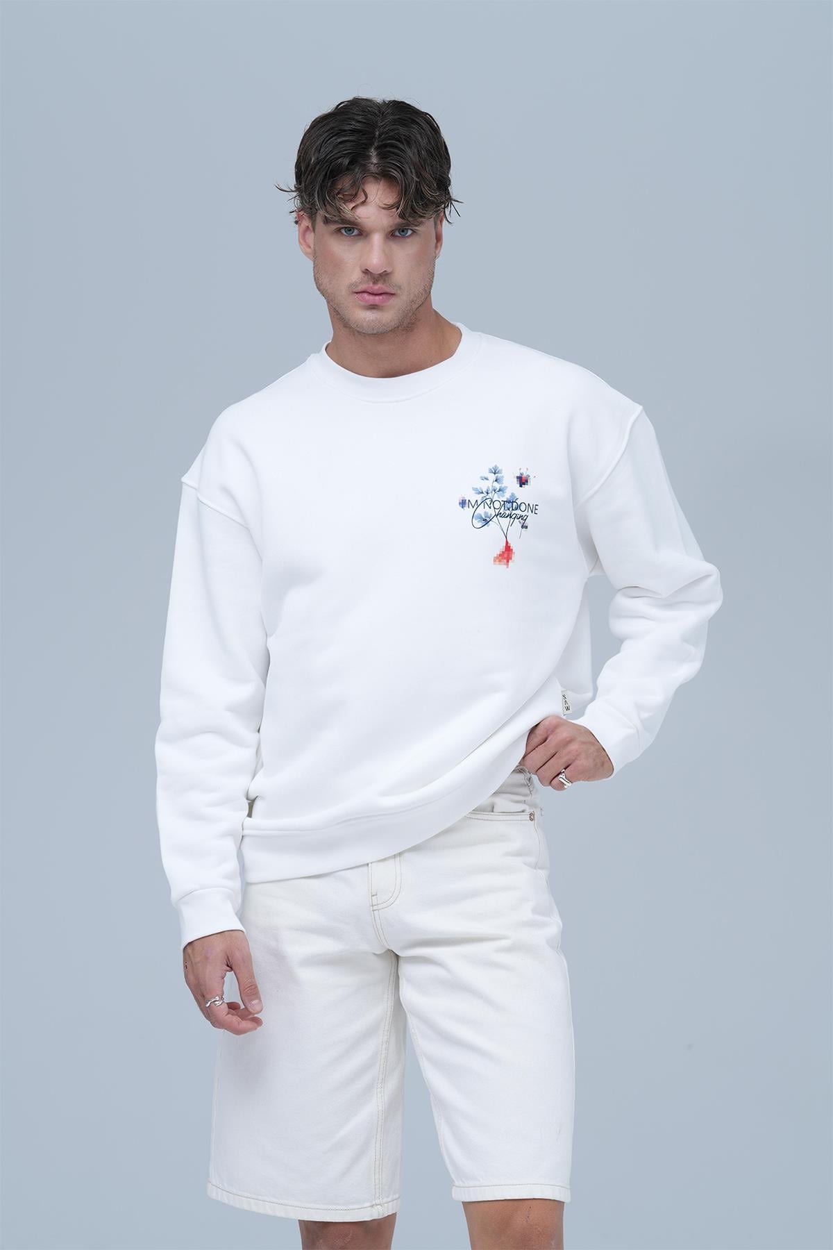 Evolving Oversize Sweatshirt Erkek Ekru