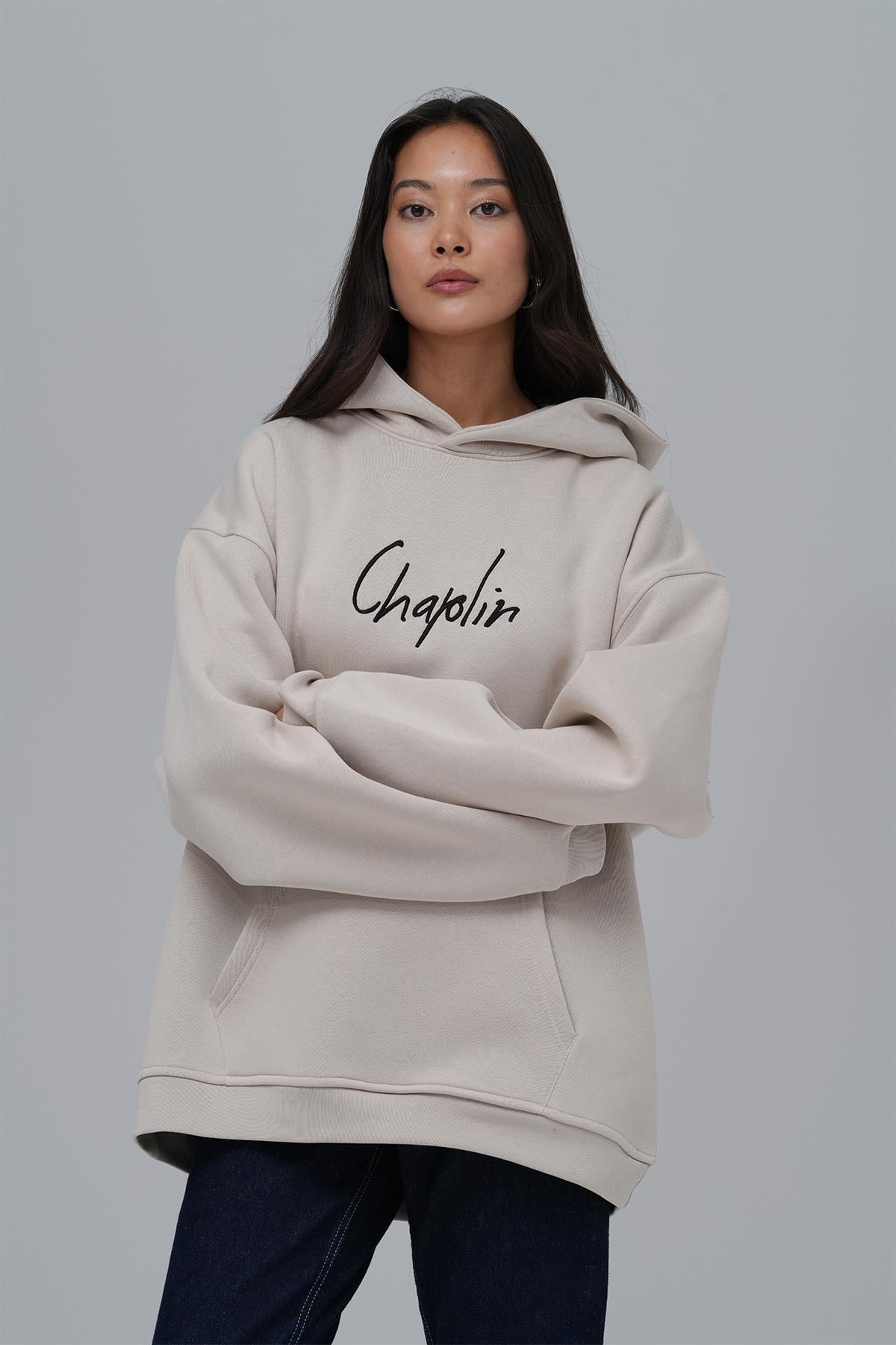 Frames of Laughter Oversize Sweatshirt Kadın Taş