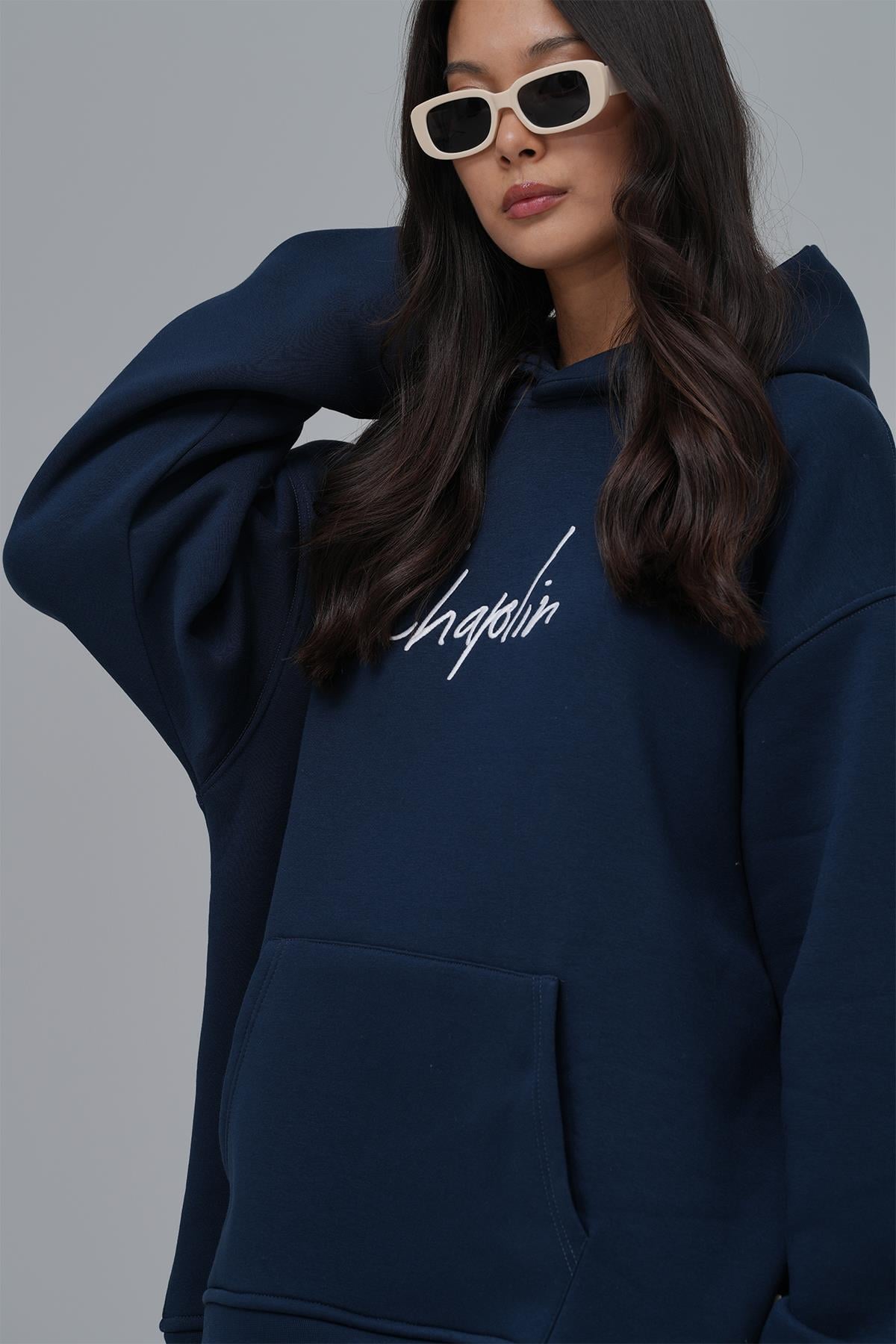 Frames of Laughter Oversize Sweatshirt Kadın İndigo
