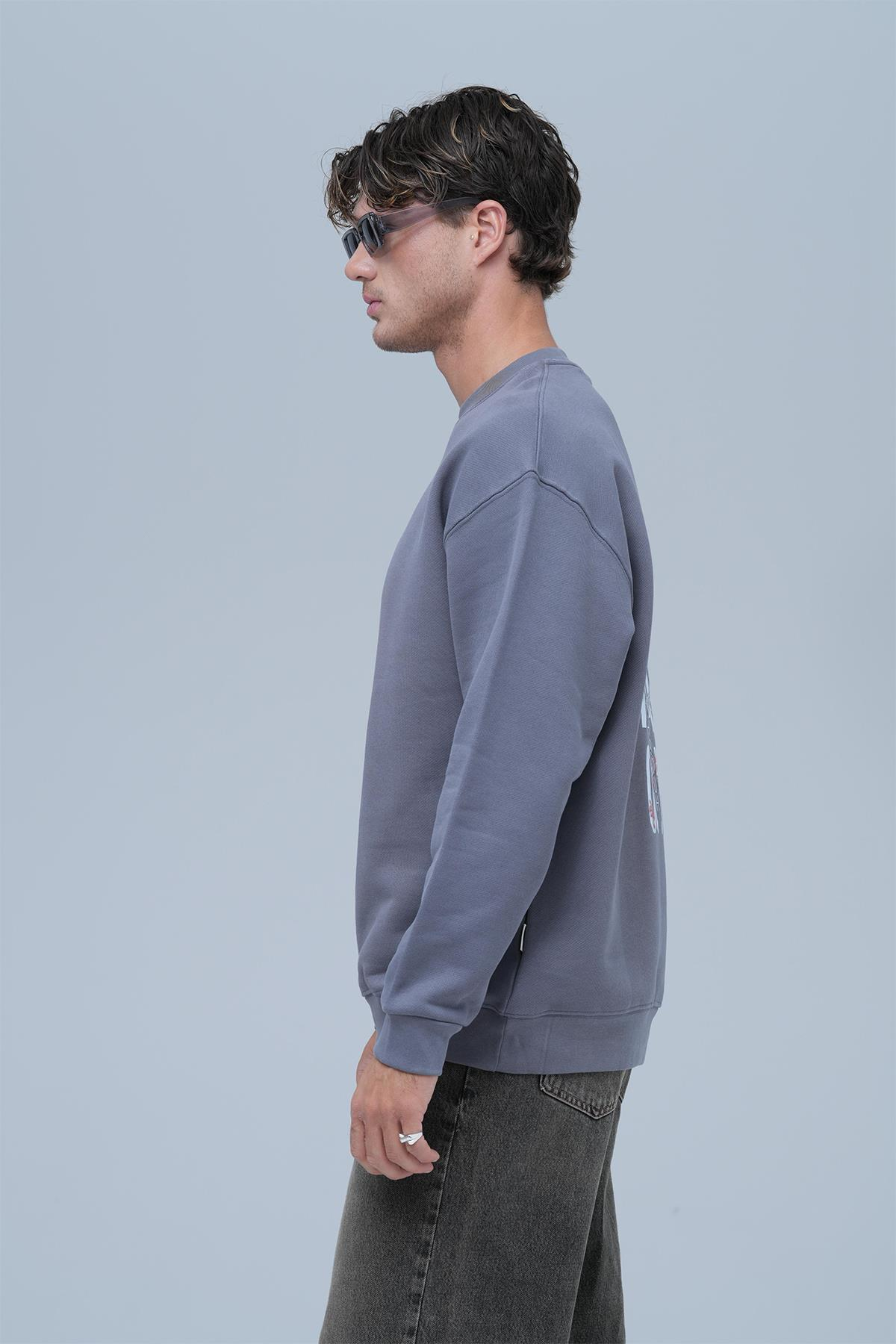 Freedom Theory Oversize Sweatshirt Erkek Füme