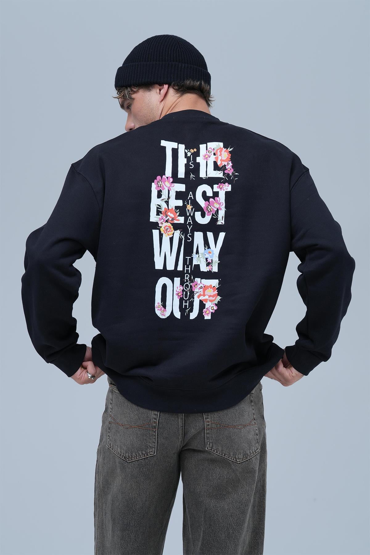 Freedom Theory Oversize Sweatshirt Erkek Siyah