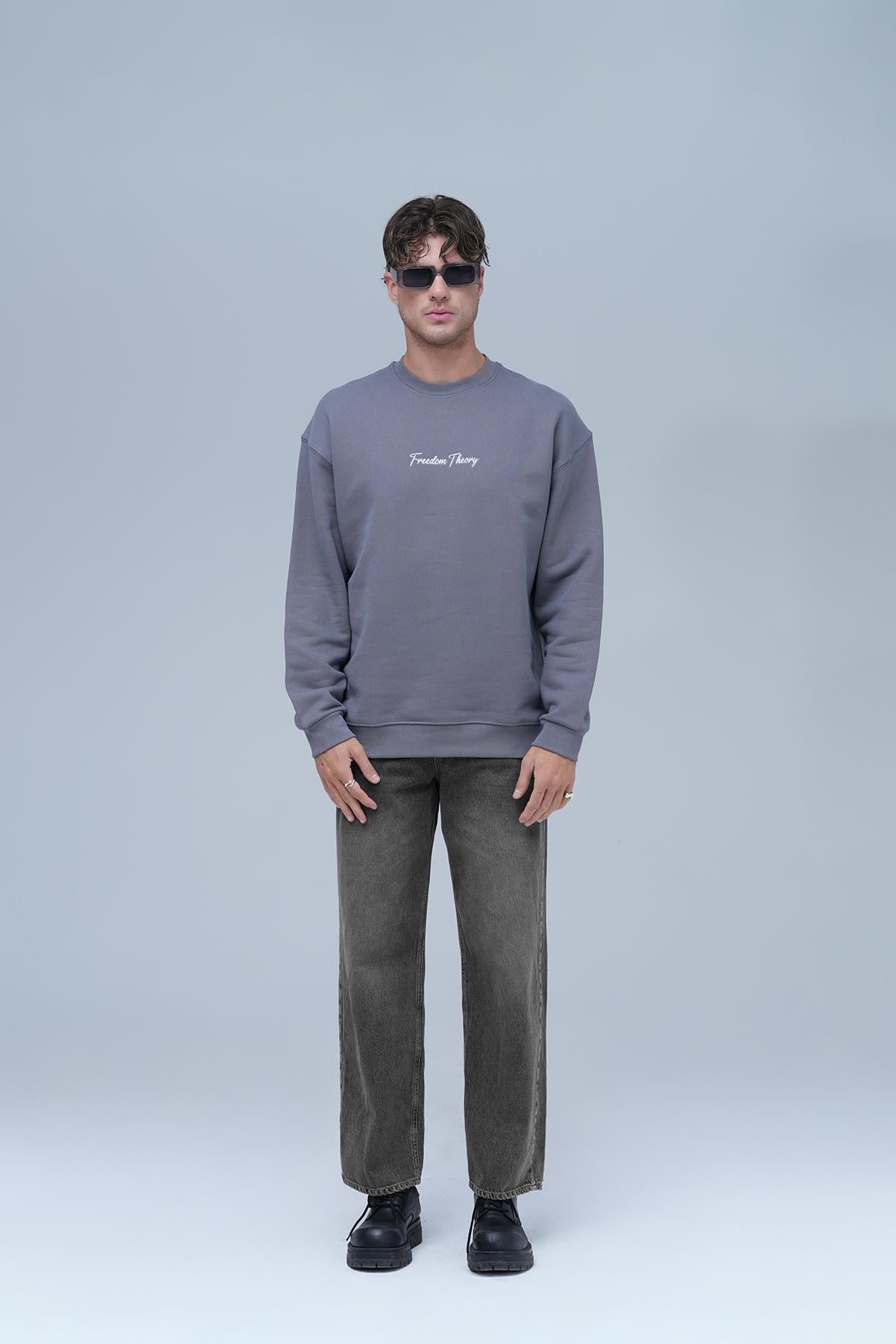 Freedom Theory Oversize Sweatshirt Erkek Füme