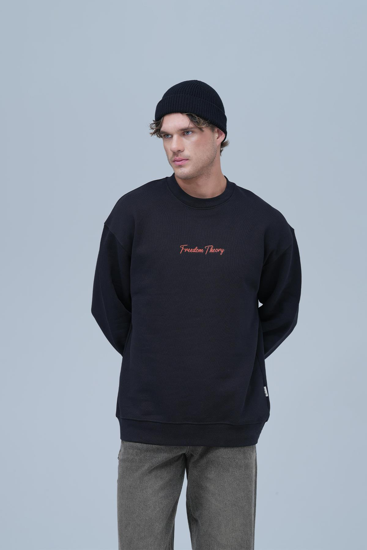 Freedom Theory Oversize Sweatshirt Erkek Siyah