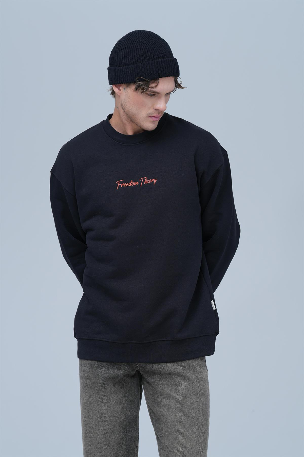 Freedom Theory Oversize Sweatshirt Erkek Siyah
