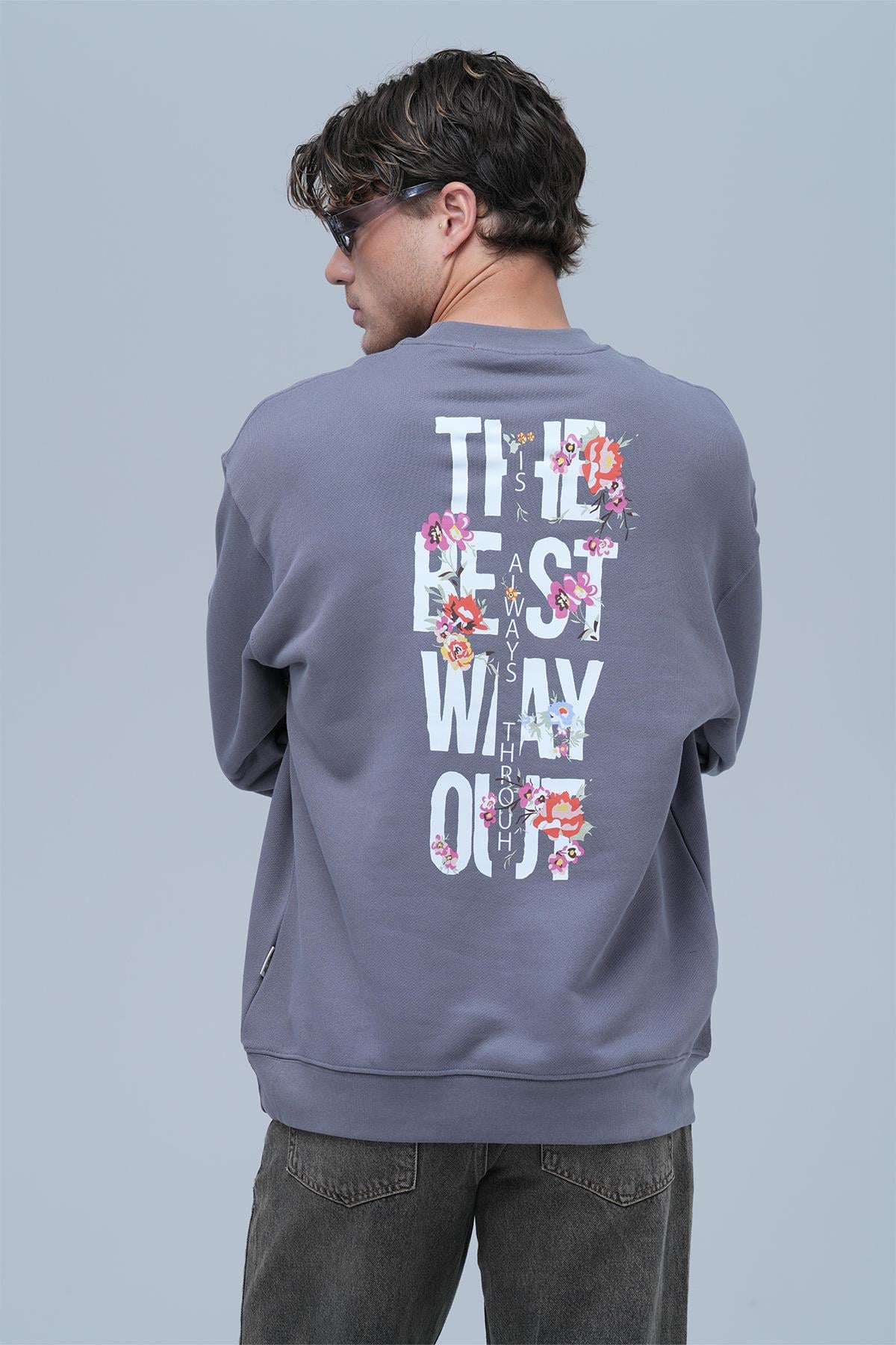 Freedom Theory Oversize Sweatshirt Erkek Füme