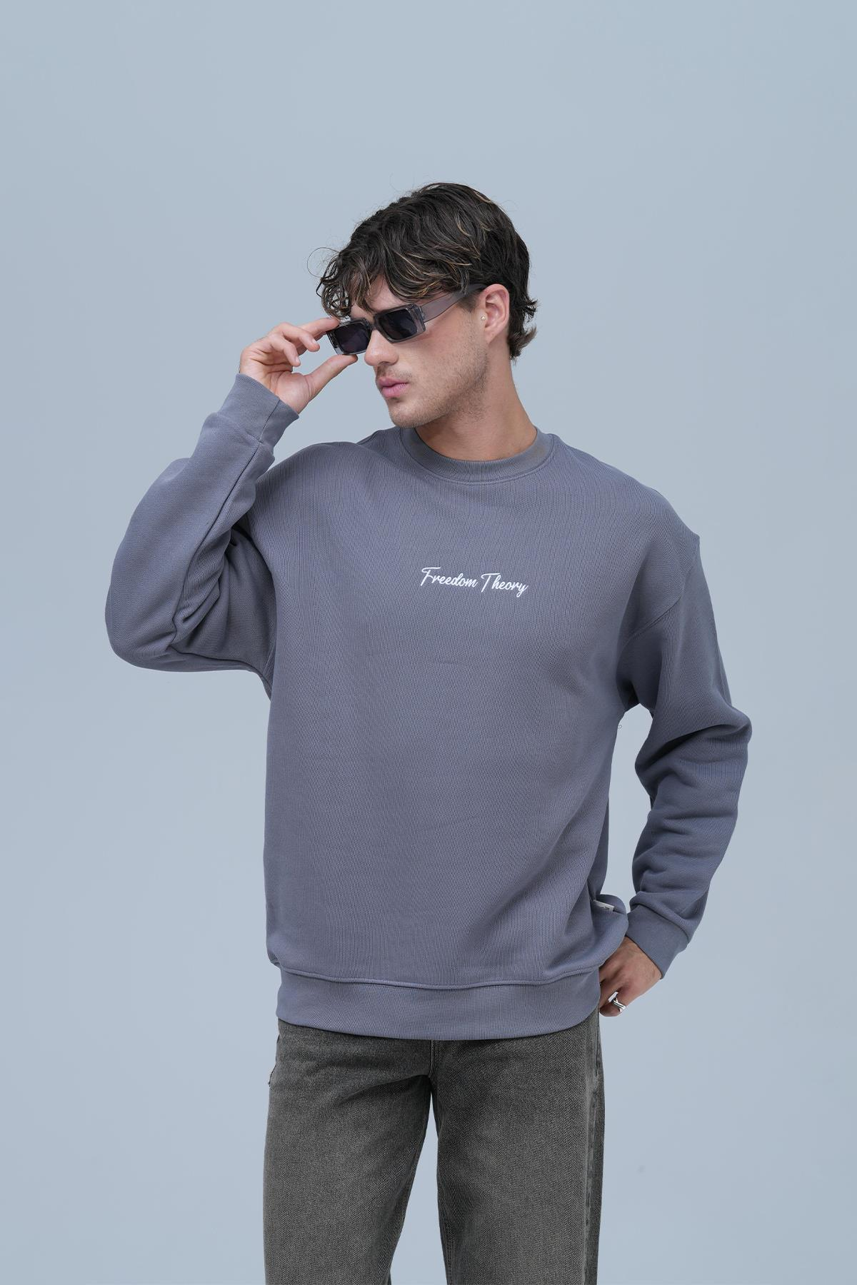Freedom Theory Oversize Sweatshirt Erkek Füme
