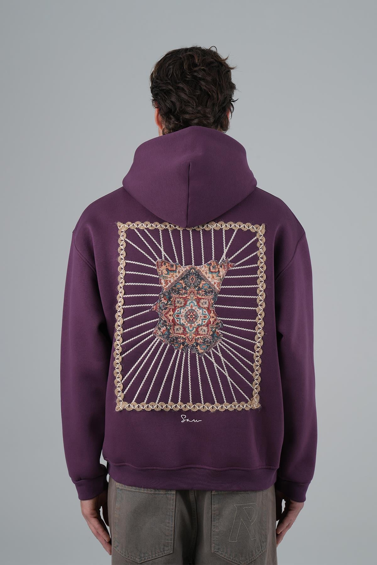 Heritage Threads Oversize Sweatshirt Erkek Mor