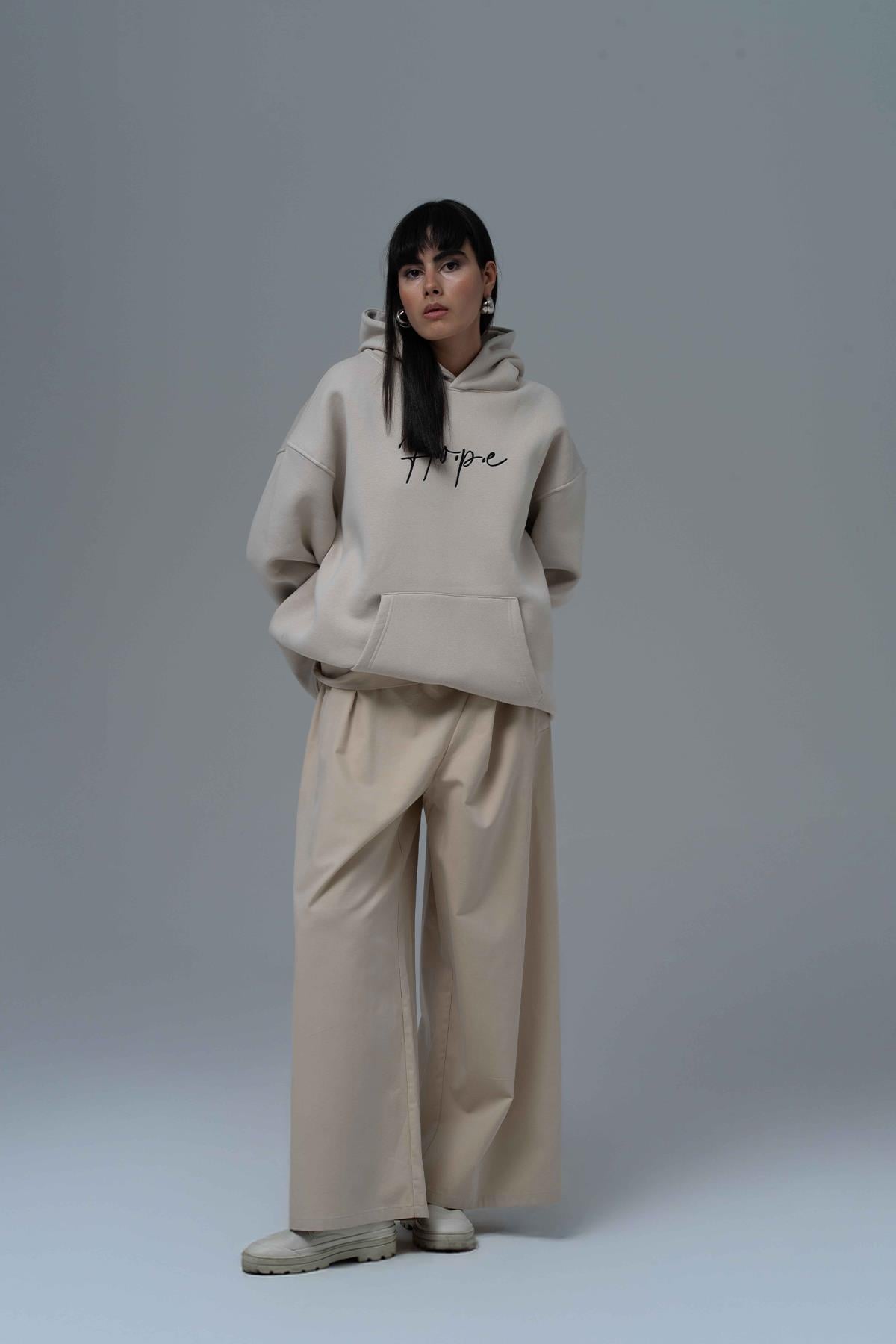 Hope Oversize Sweatshirt Kadın Ekru