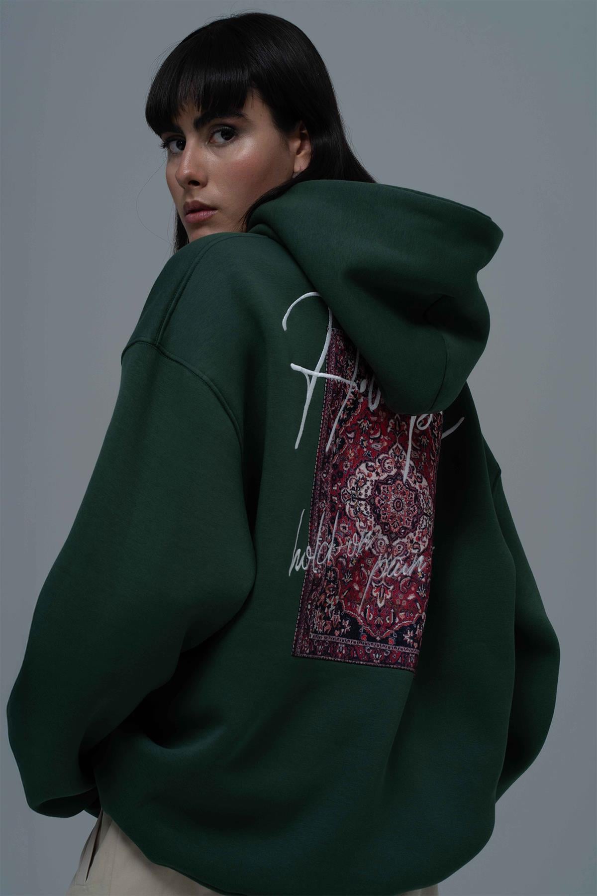 Hope Oversize Sweatshirt Kadın Yeşil