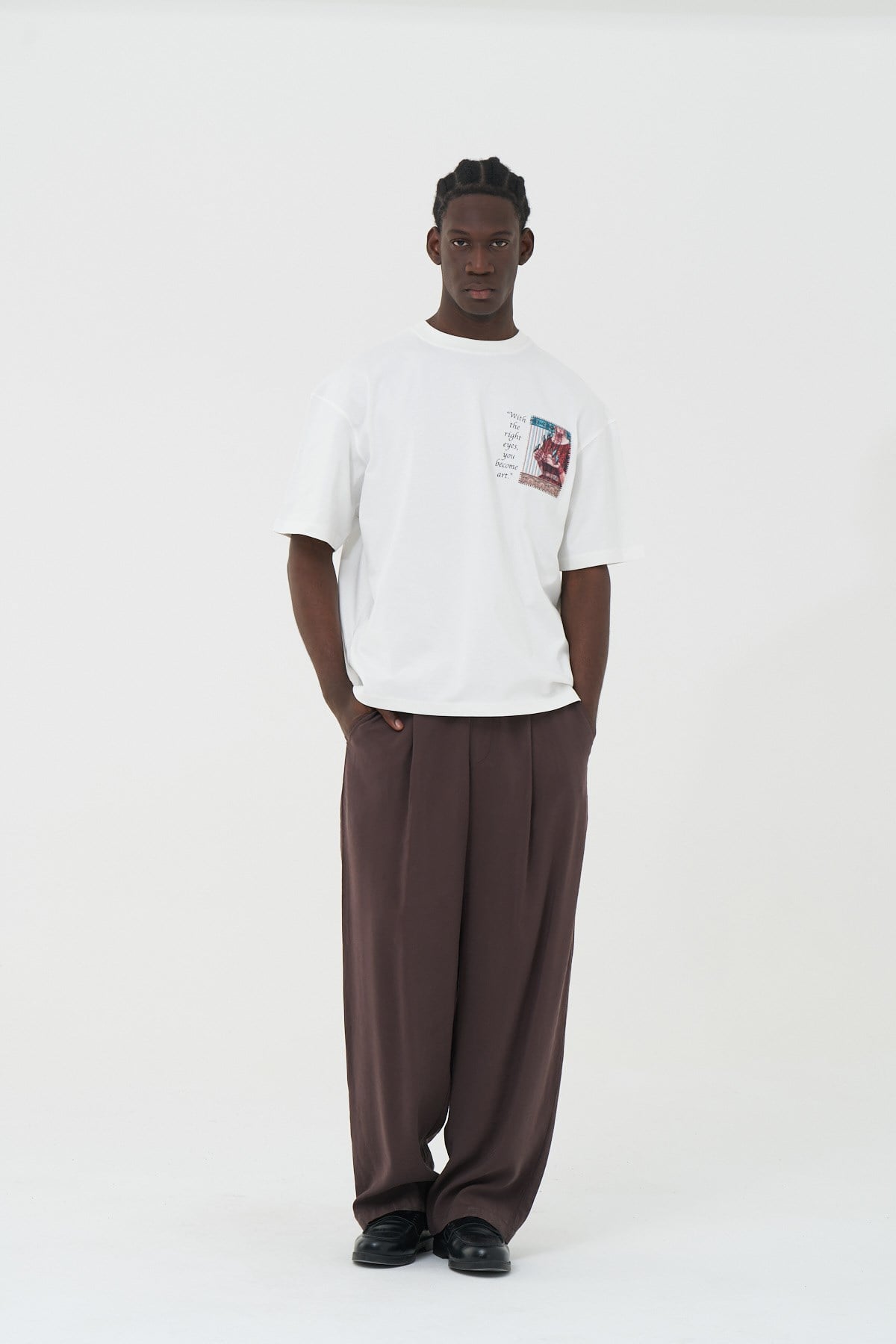 Living Art Oversize Erkek Tişört Ekru