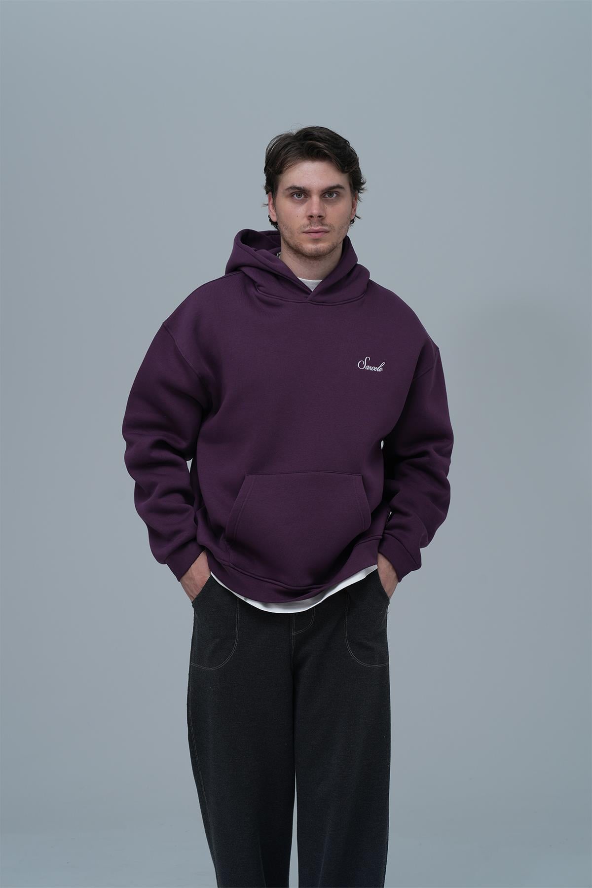 Loneliness Is a Choice Oversize Sweatshirt Erkek Mor