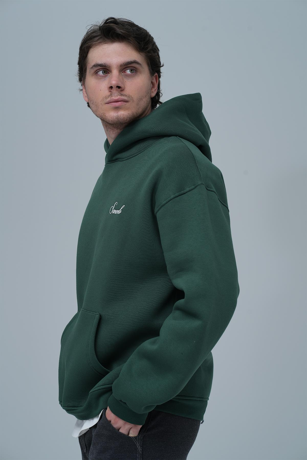 Loneliness Is a Choice Oversize Sweatshirt Erkek Yeşil