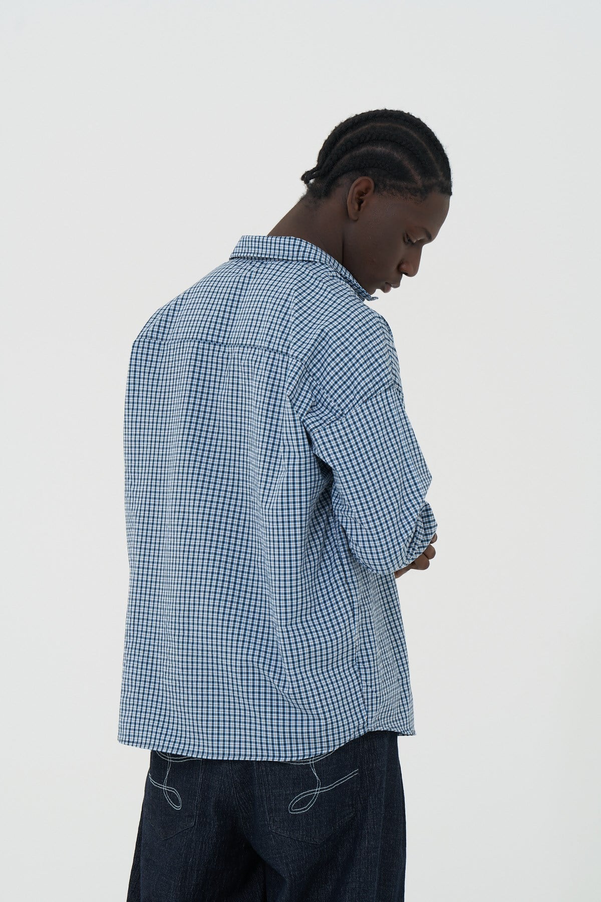 Madras Check Oversize Erkek Gömlek İndigo