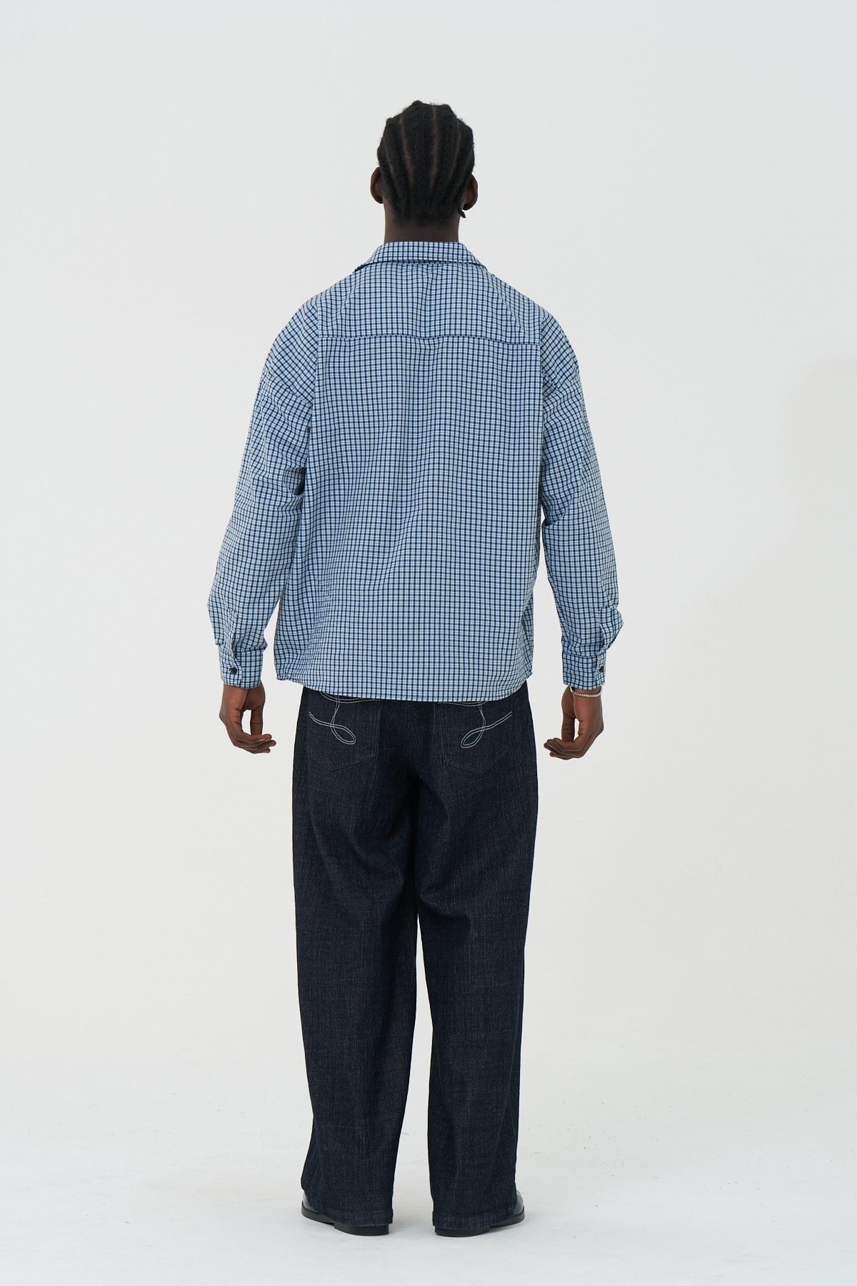 Madras Check Oversize Erkek Gömlek İndigo