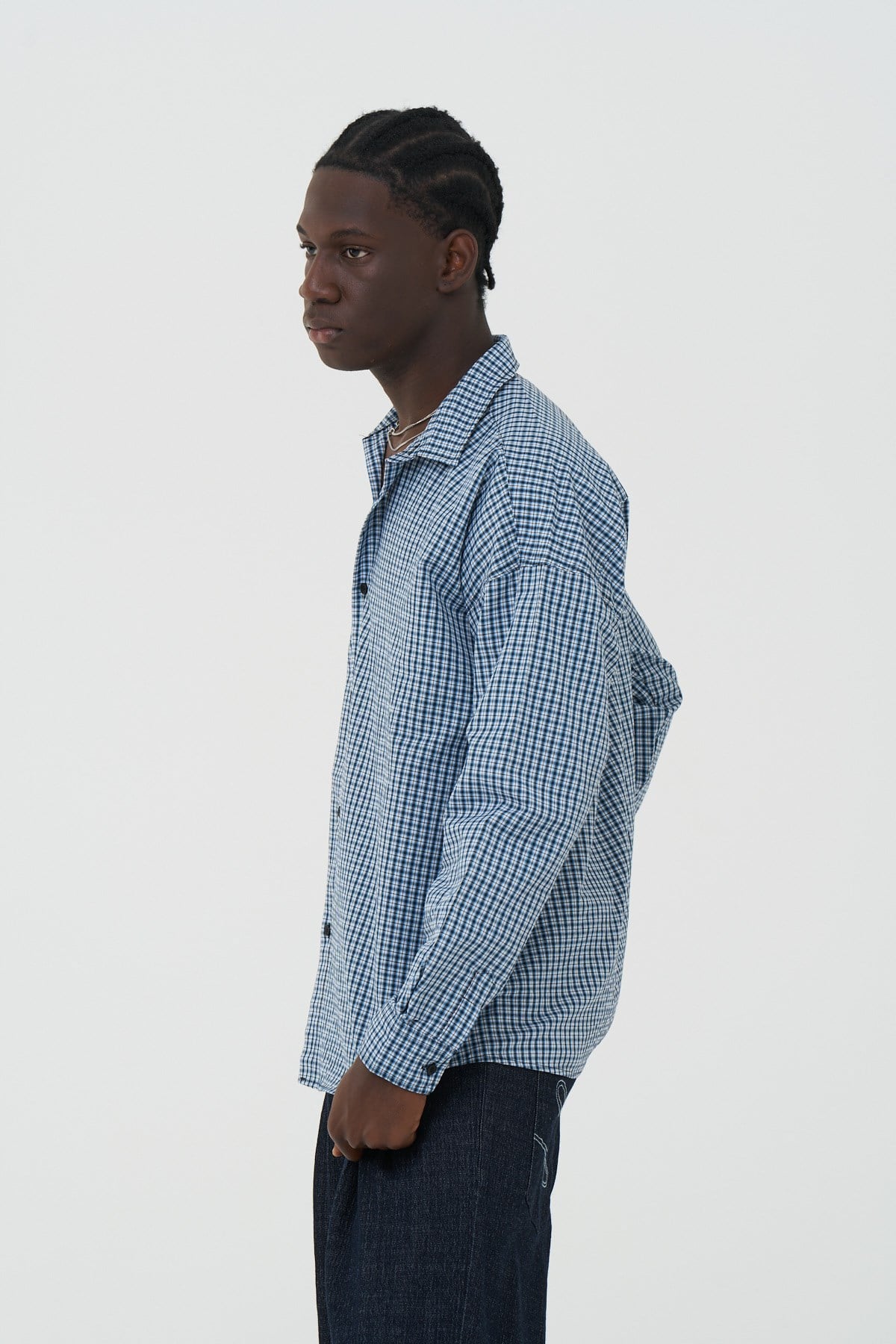 Madras Check Oversize Erkek Gömlek İndigo